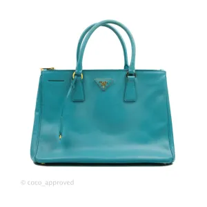 Prada Double Zip Lux Saffiano Tiffany Blue Large Tote Bag