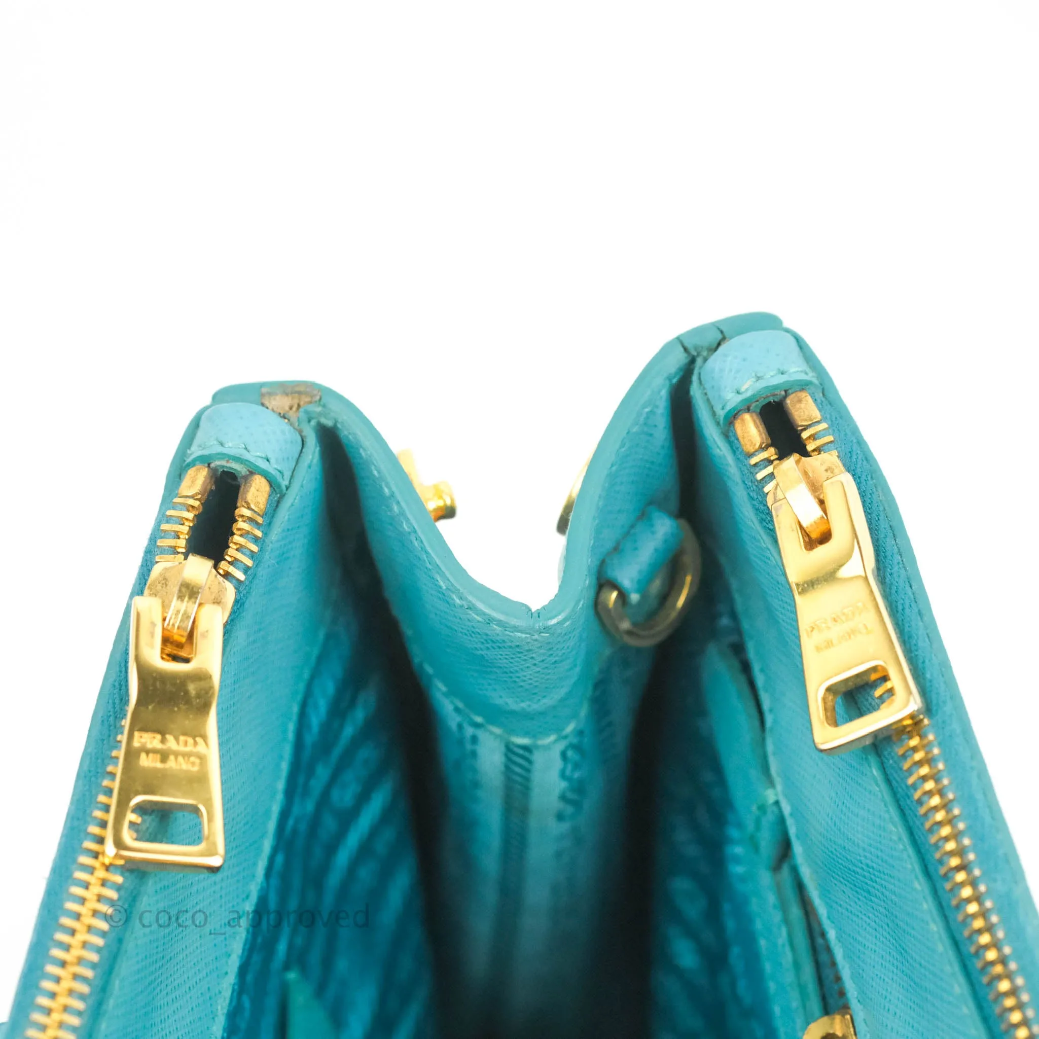 Prada Double Zip Lux Saffiano Tiffany Blue Large Tote Bag