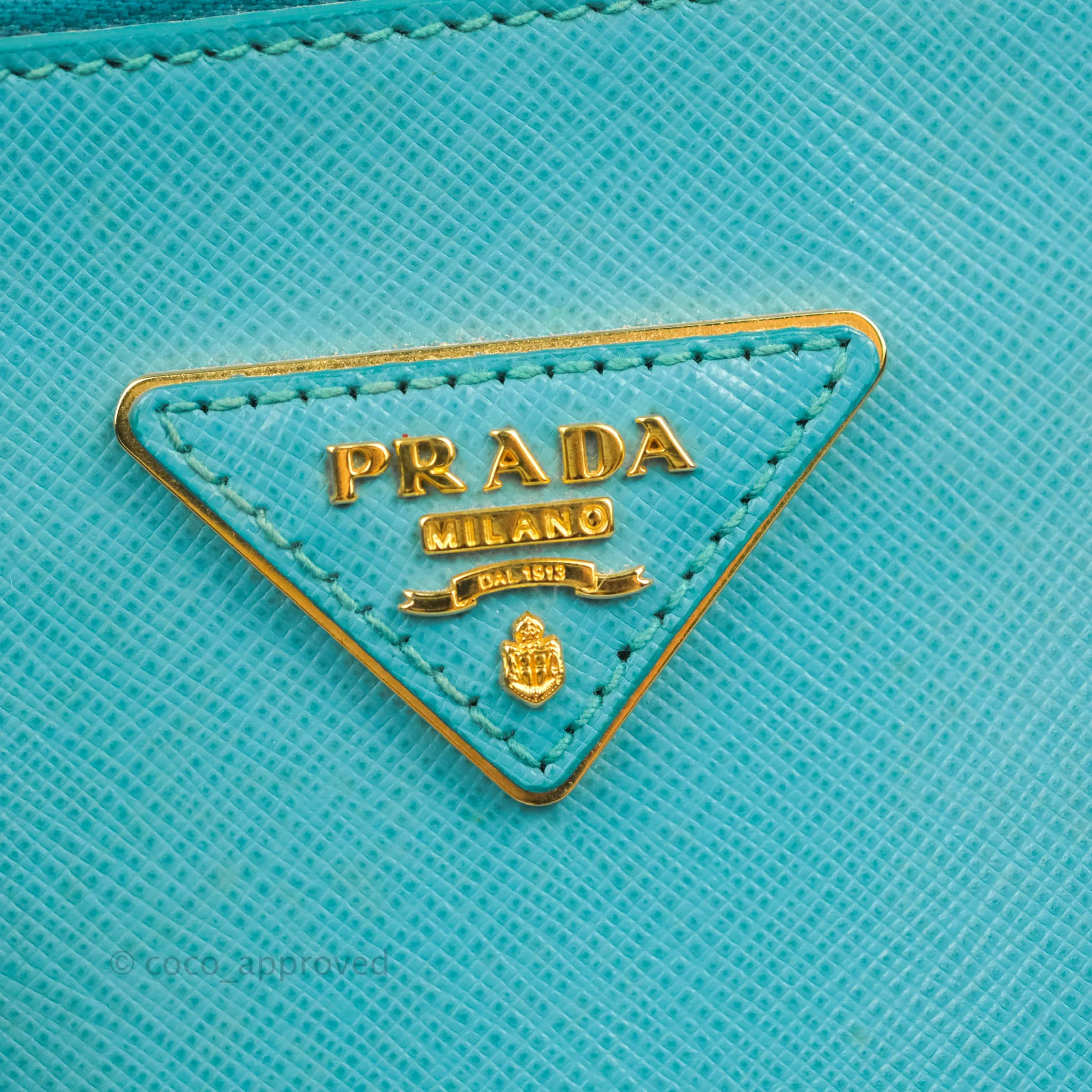 Prada Double Zip Lux Saffiano Tiffany Blue Large Tote Bag