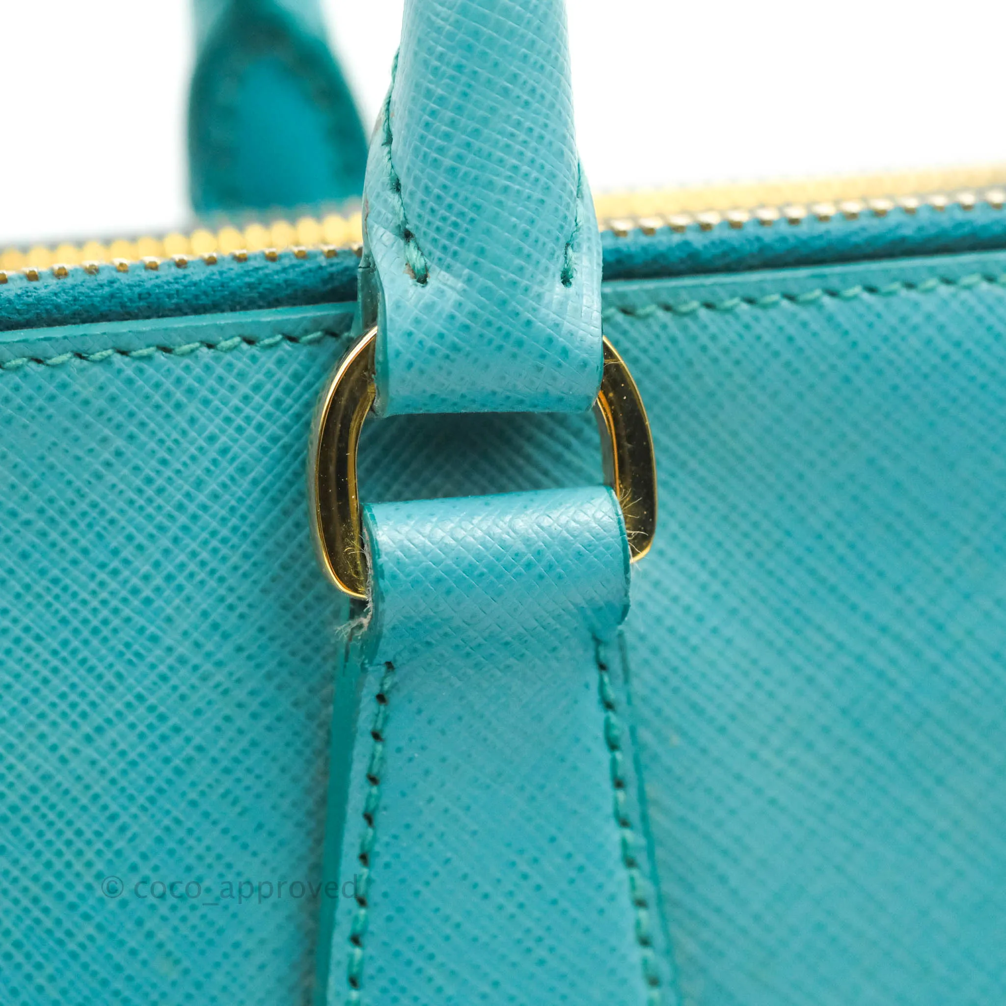 Prada Double Zip Lux Saffiano Tiffany Blue Large Tote Bag