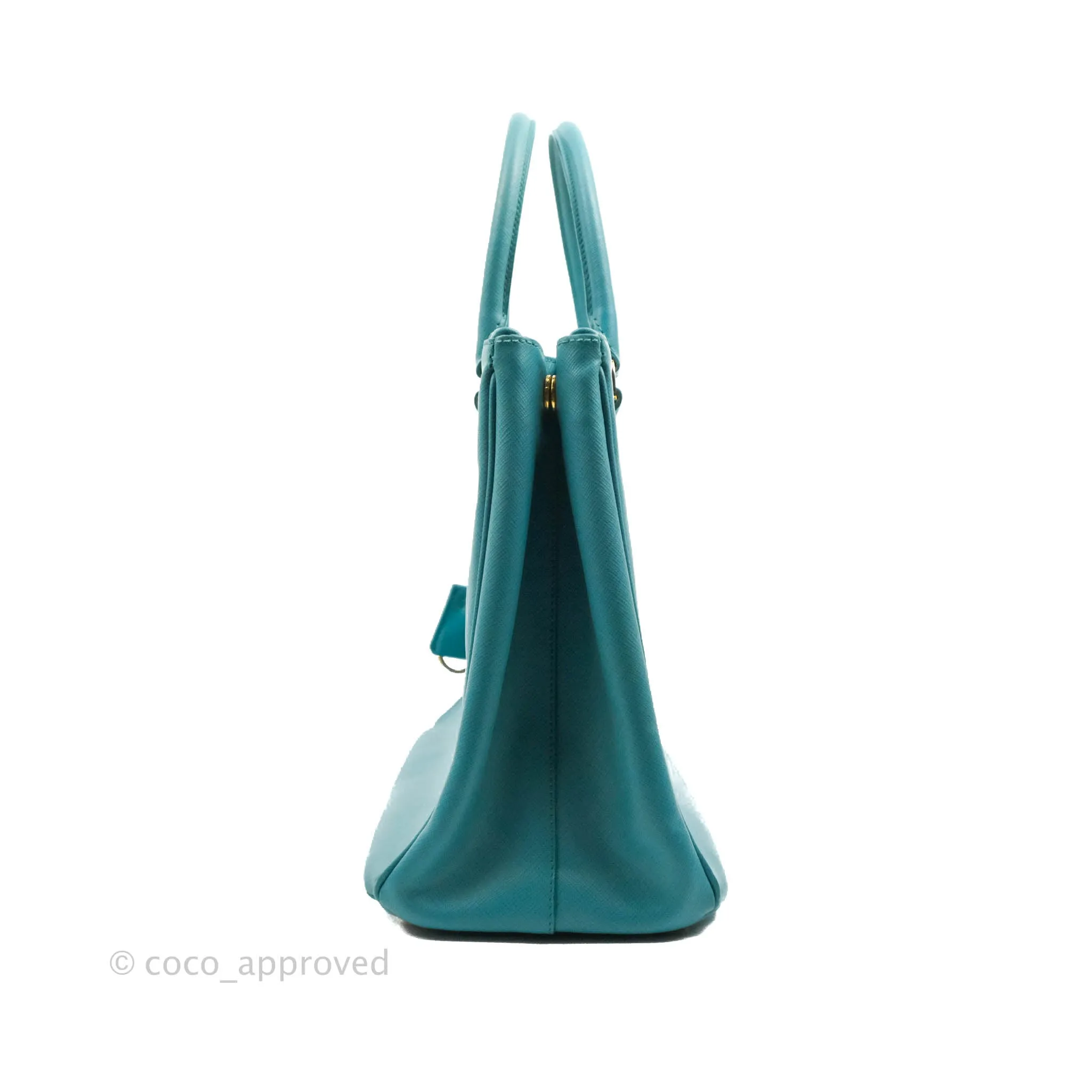 Prada Double Zip Lux Saffiano Tiffany Blue Large Tote Bag