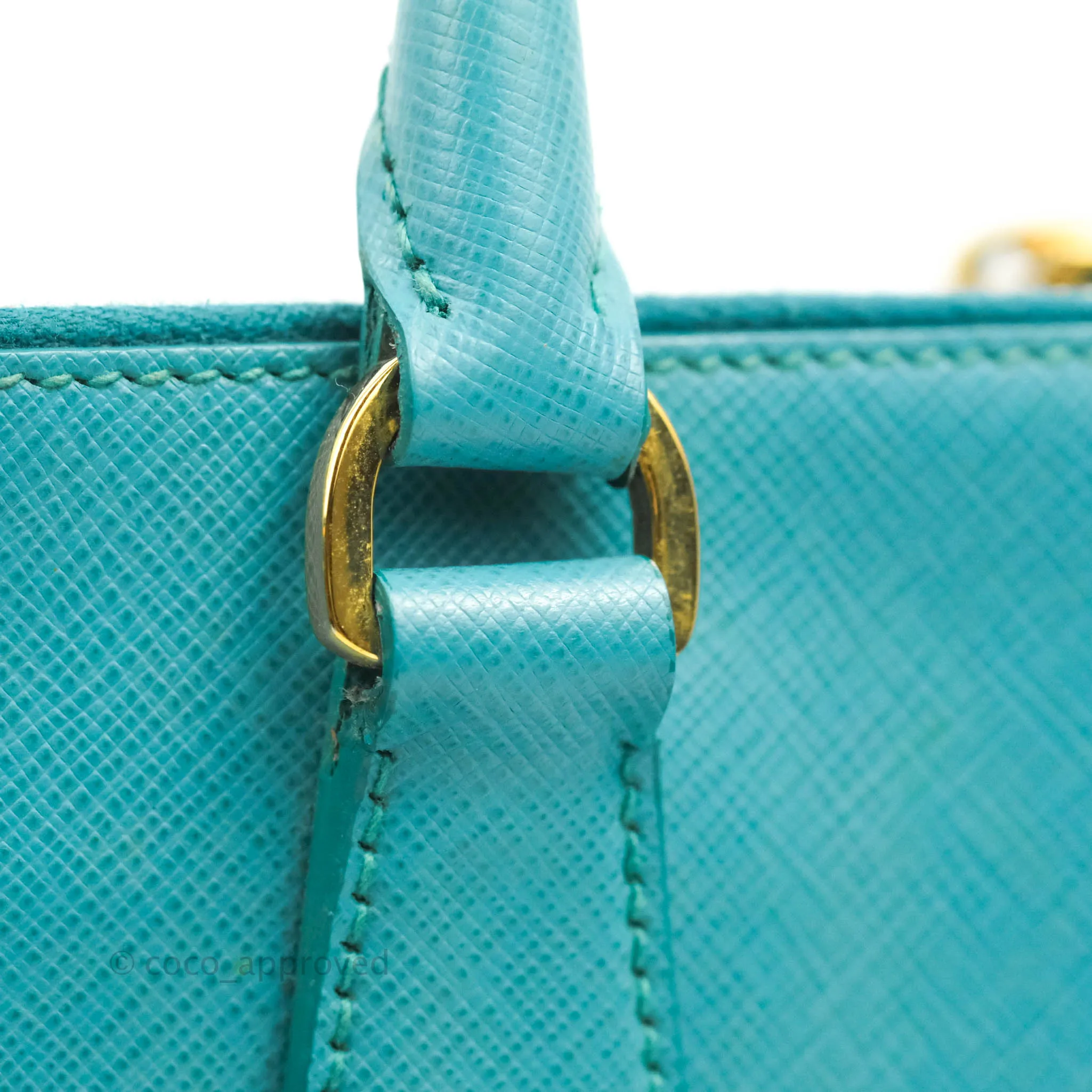 Prada Double Zip Lux Saffiano Tiffany Blue Large Tote Bag