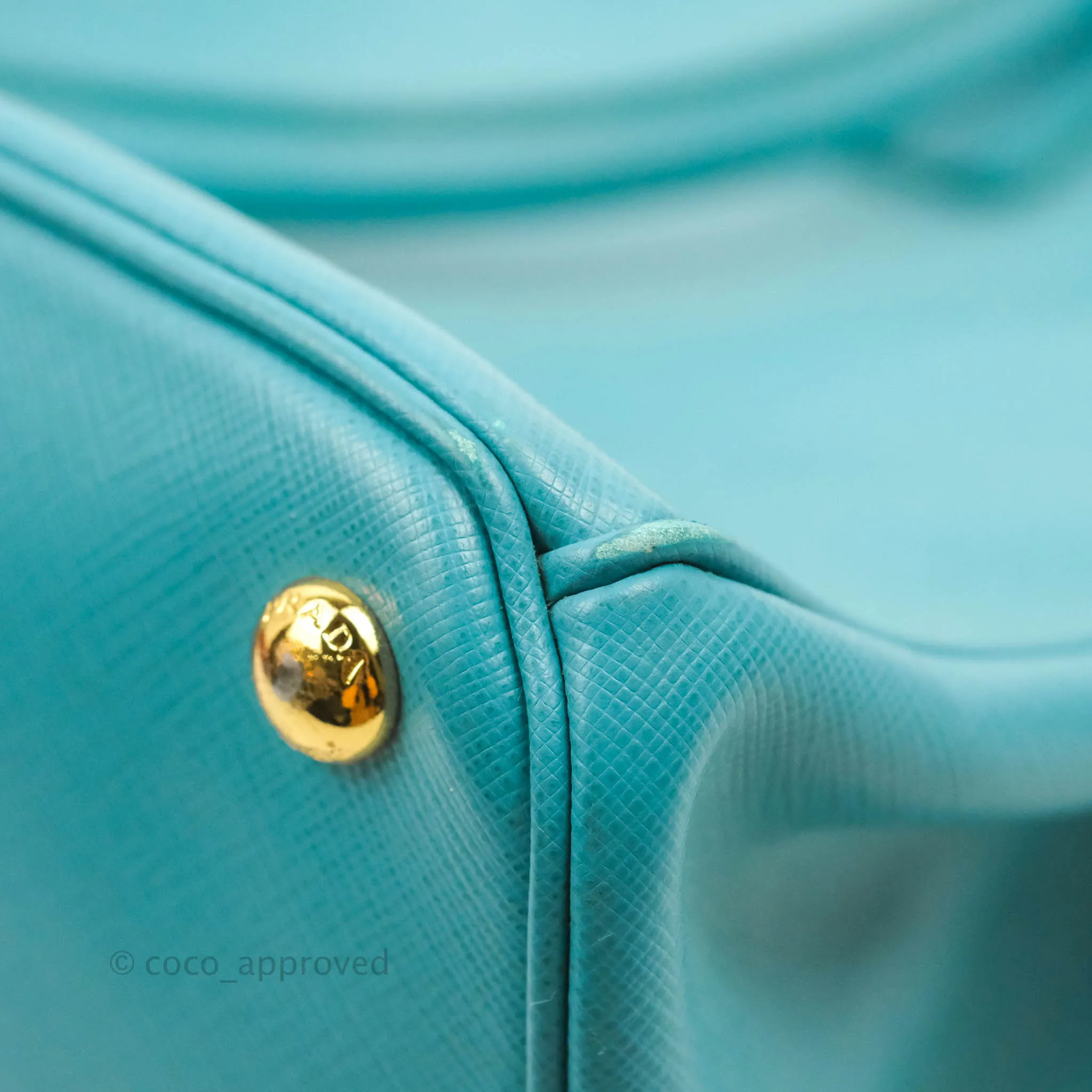 Prada Double Zip Lux Saffiano Tiffany Blue Large Tote Bag