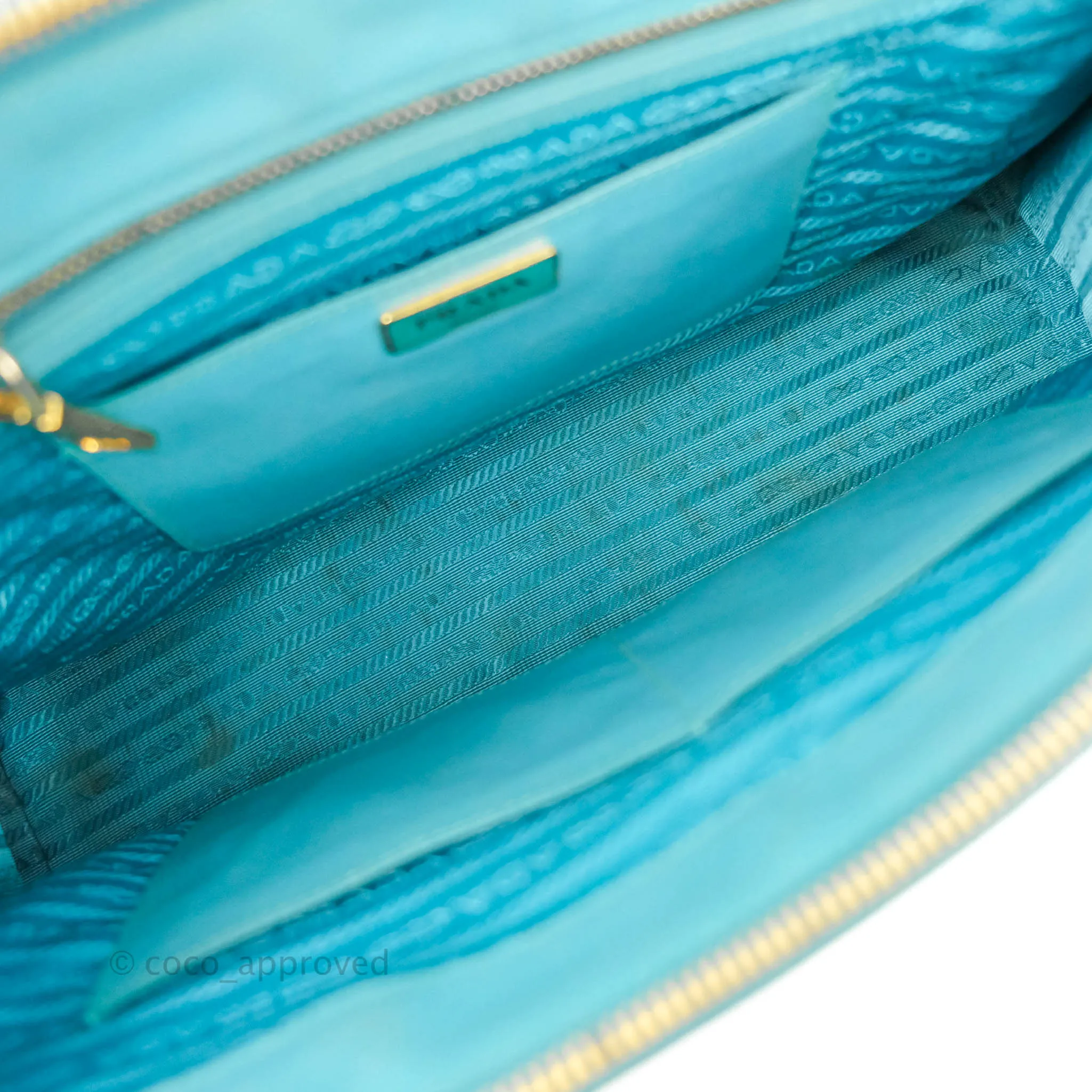 Prada Double Zip Lux Saffiano Tiffany Blue Large Tote Bag