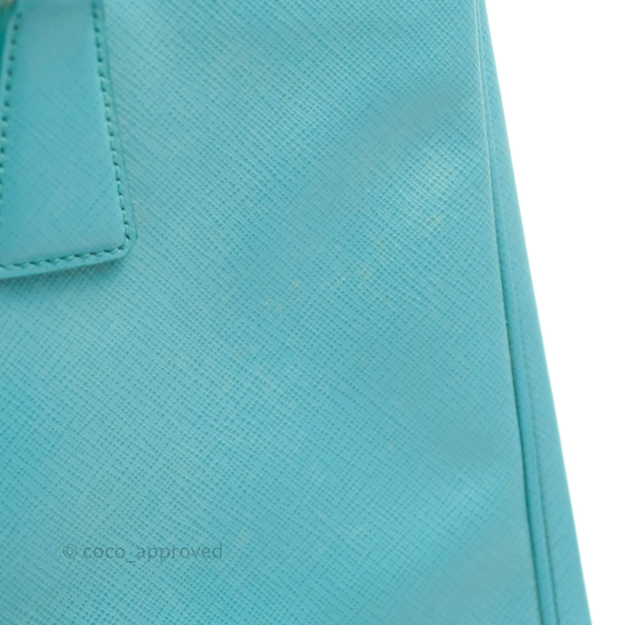 Prada Double Zip Lux Saffiano Tiffany Blue Large Tote Bag