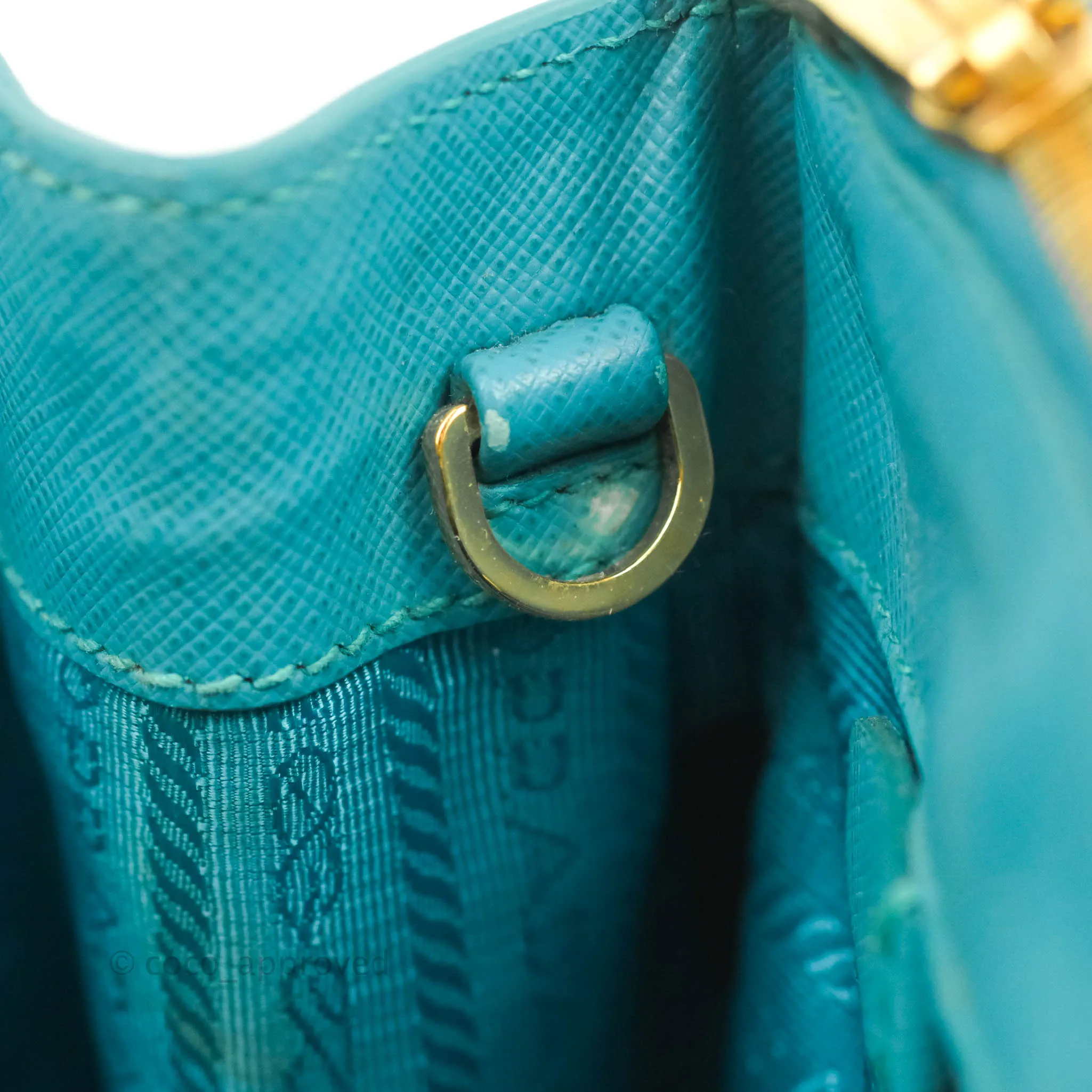 Prada Double Zip Lux Saffiano Tiffany Blue Large Tote Bag