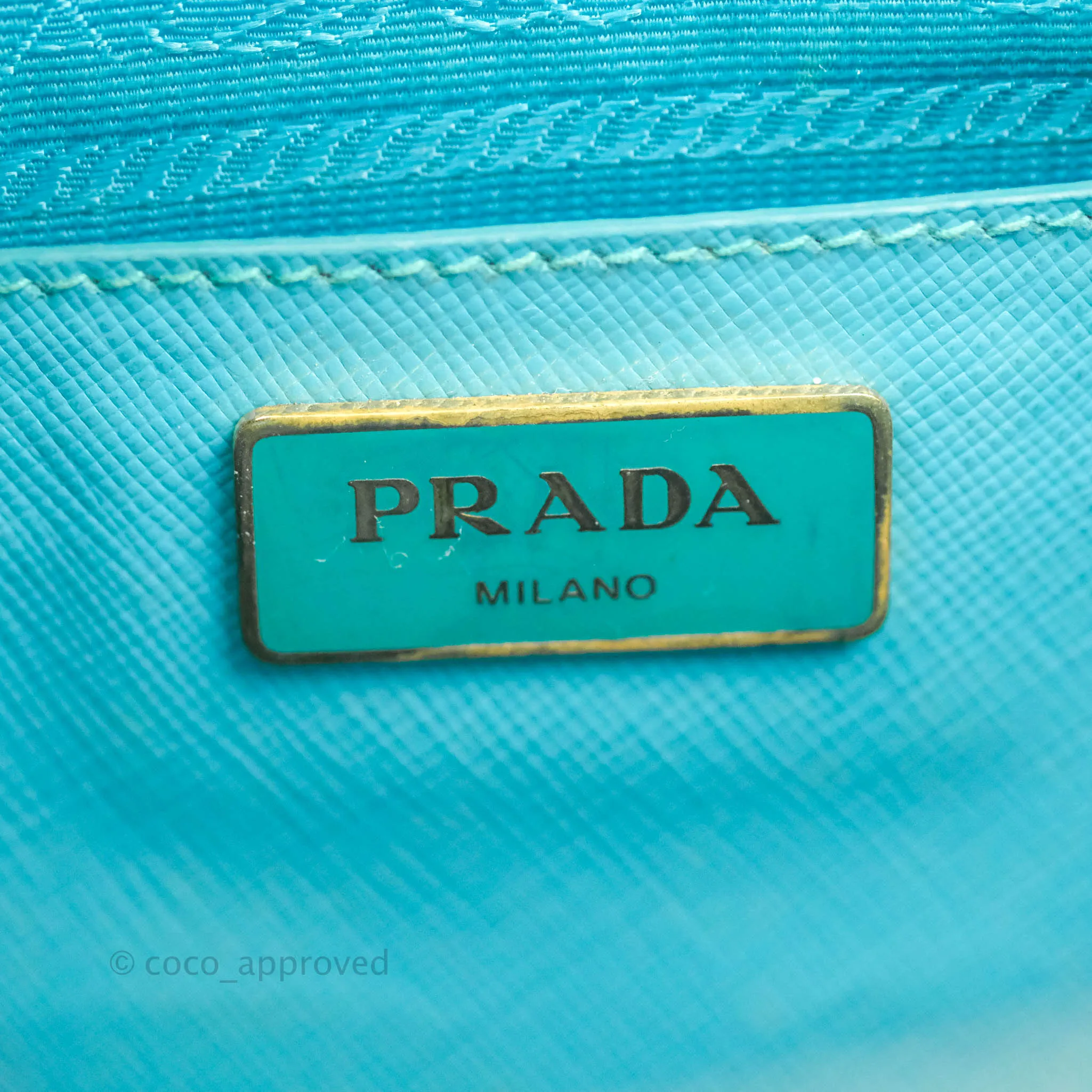 Prada Double Zip Lux Saffiano Tiffany Blue Large Tote Bag