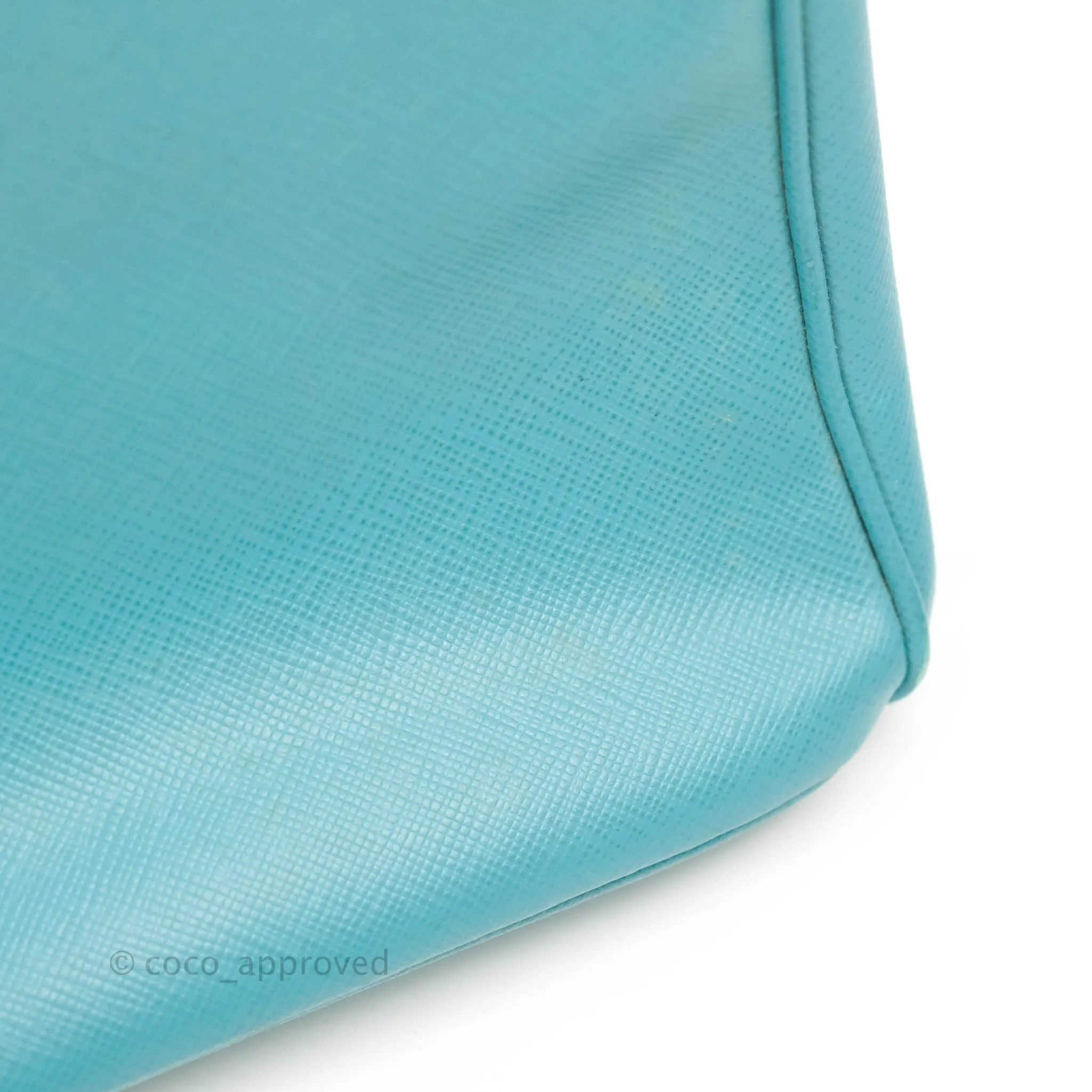Prada Double Zip Lux Saffiano Tiffany Blue Large Tote Bag
