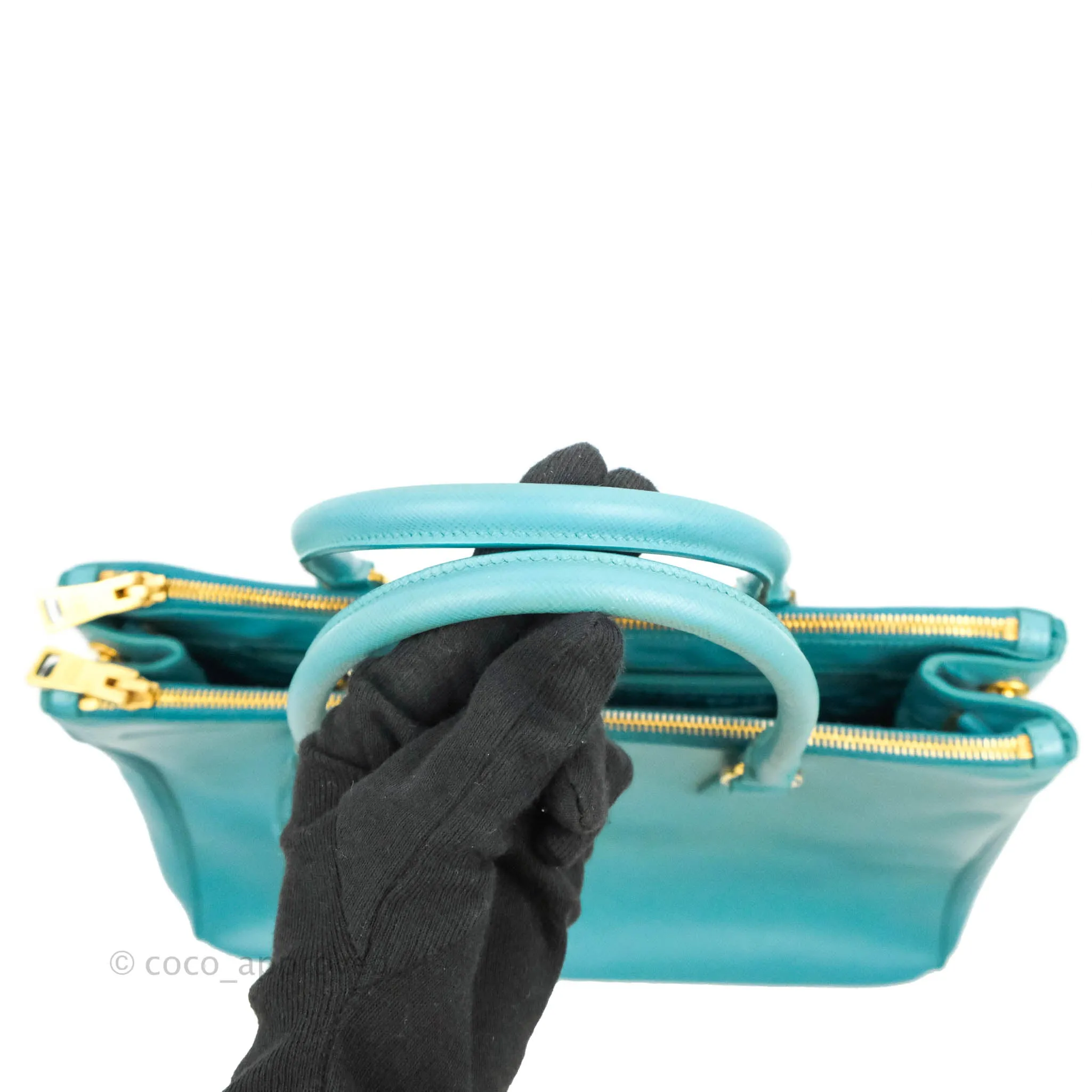 Prada Double Zip Lux Saffiano Tiffany Blue Large Tote Bag