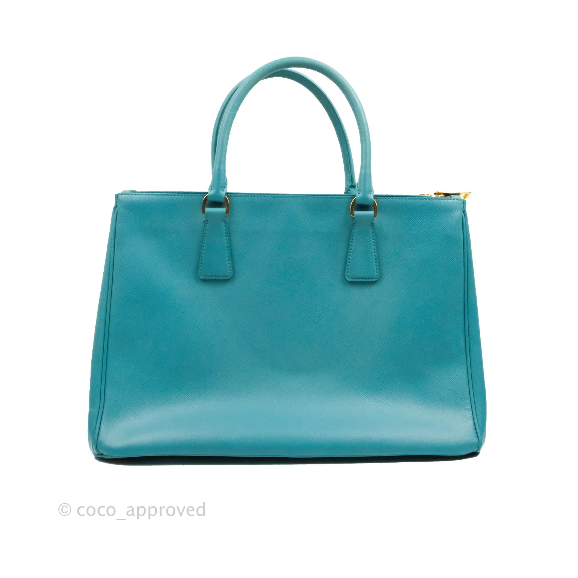 Prada Double Zip Lux Saffiano Tiffany Blue Large Tote Bag