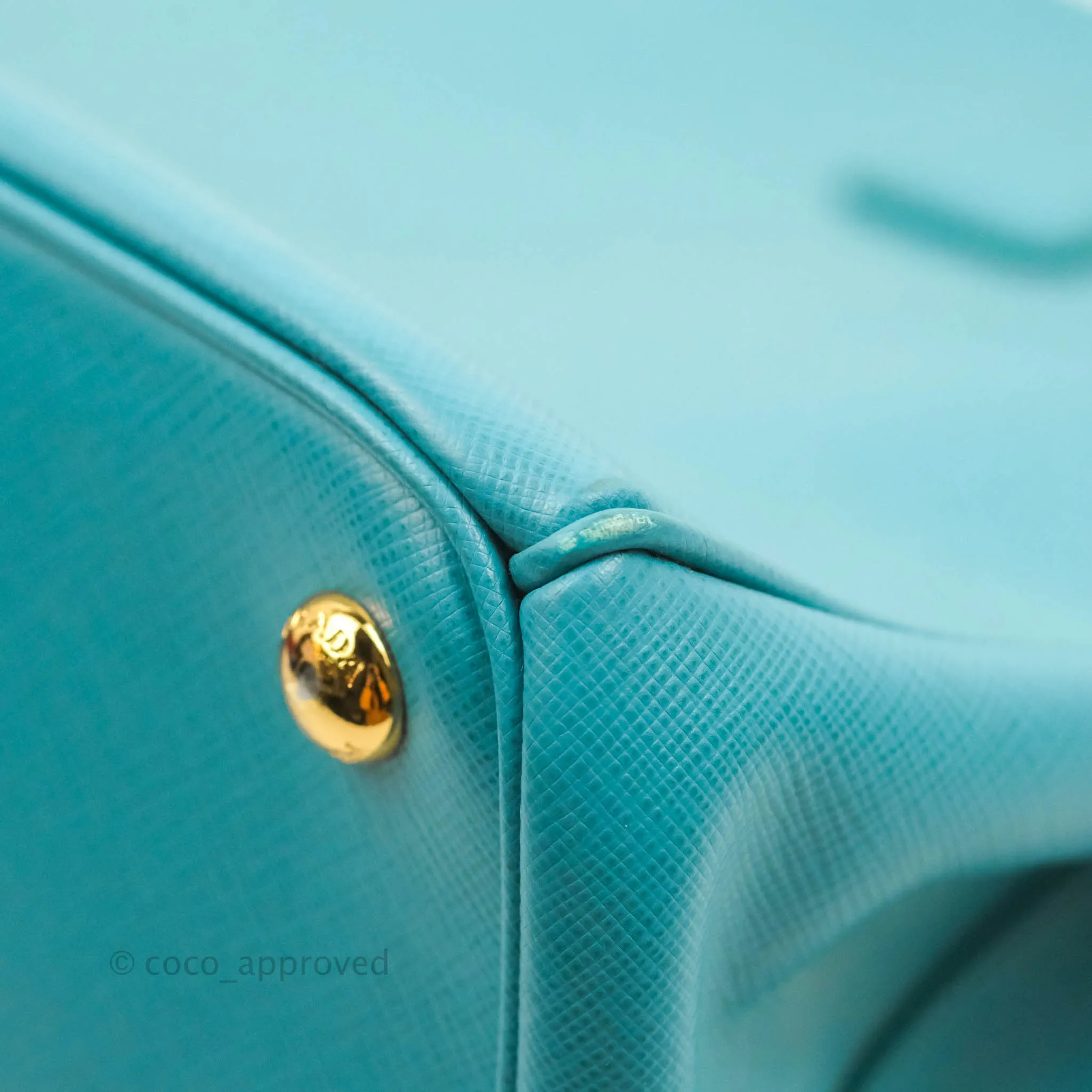 Prada Double Zip Lux Saffiano Tiffany Blue Large Tote Bag