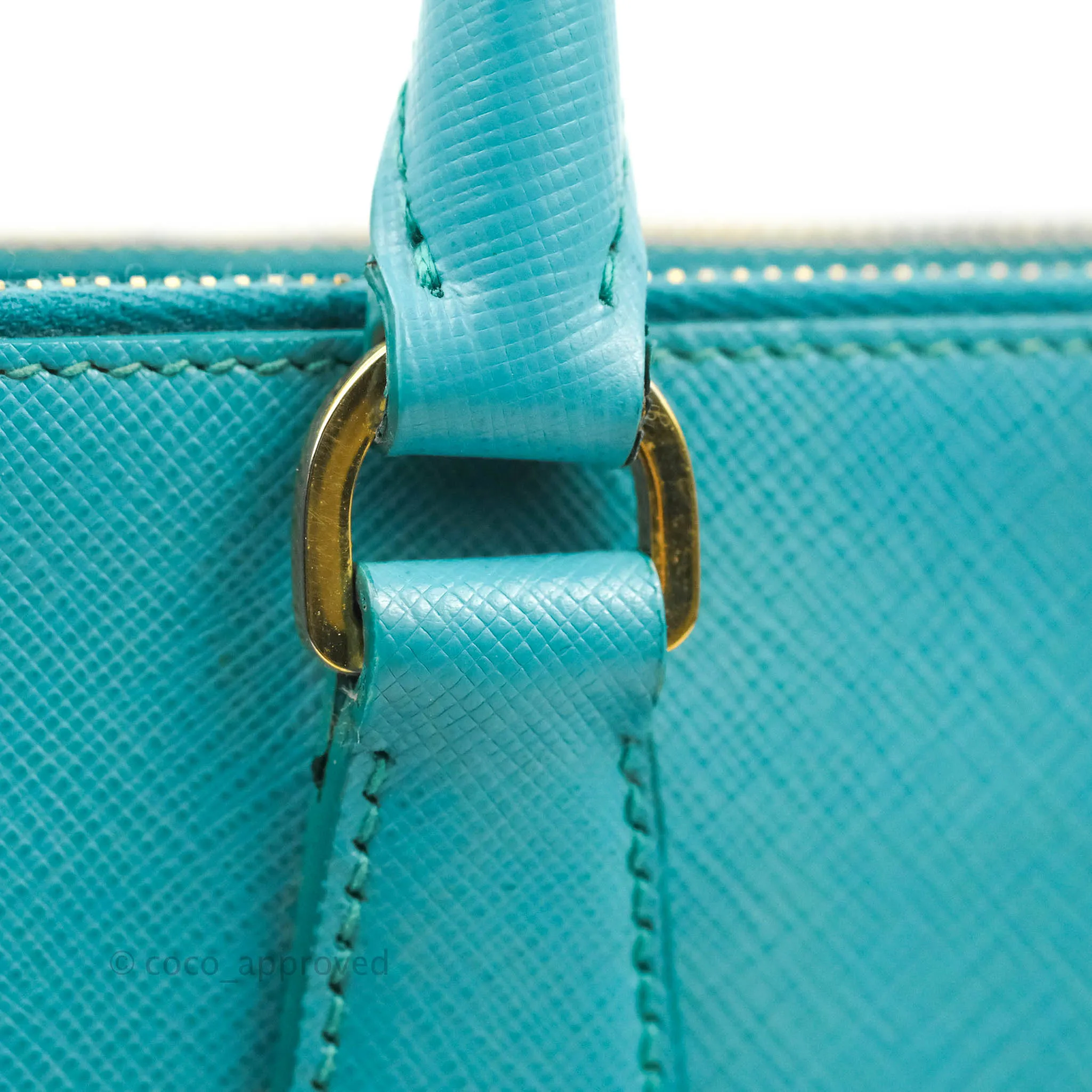 Prada Double Zip Lux Saffiano Tiffany Blue Large Tote Bag