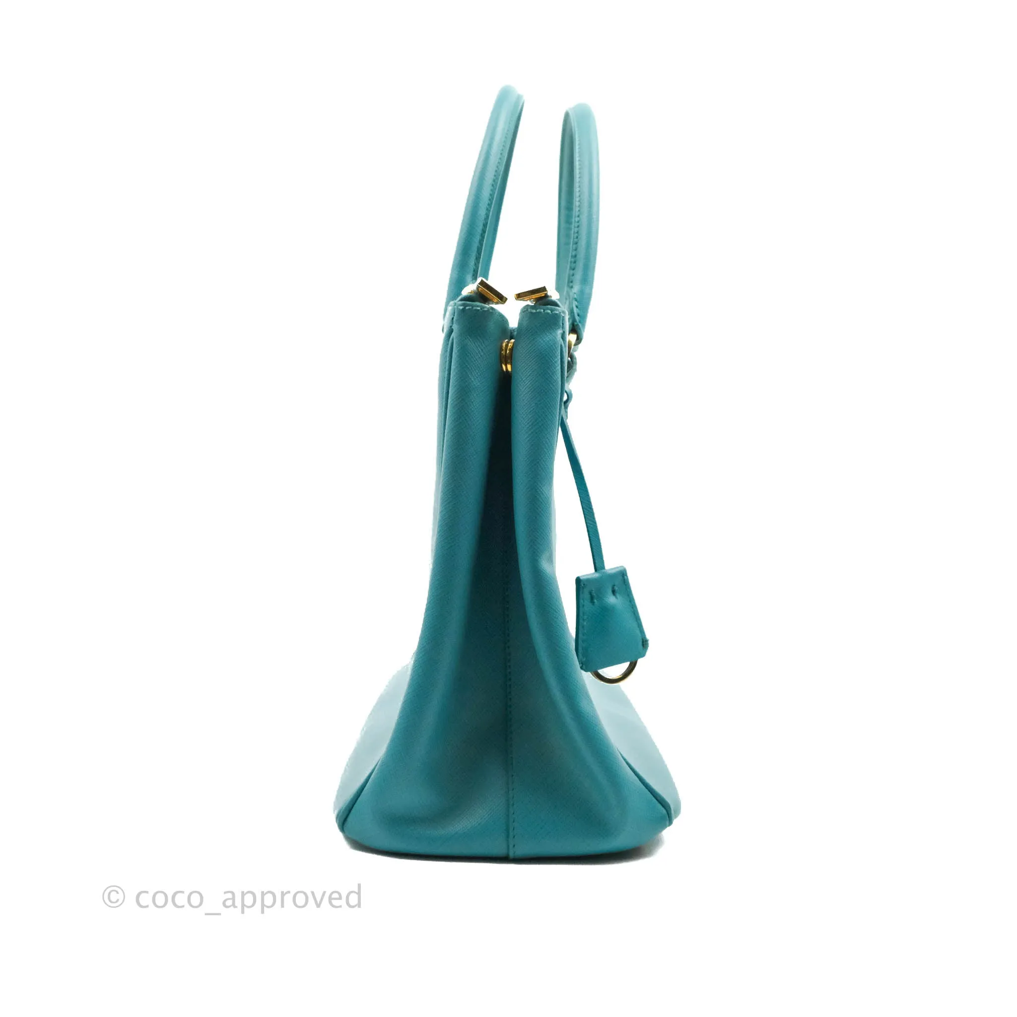 Prada Double Zip Lux Saffiano Tiffany Blue Large Tote Bag