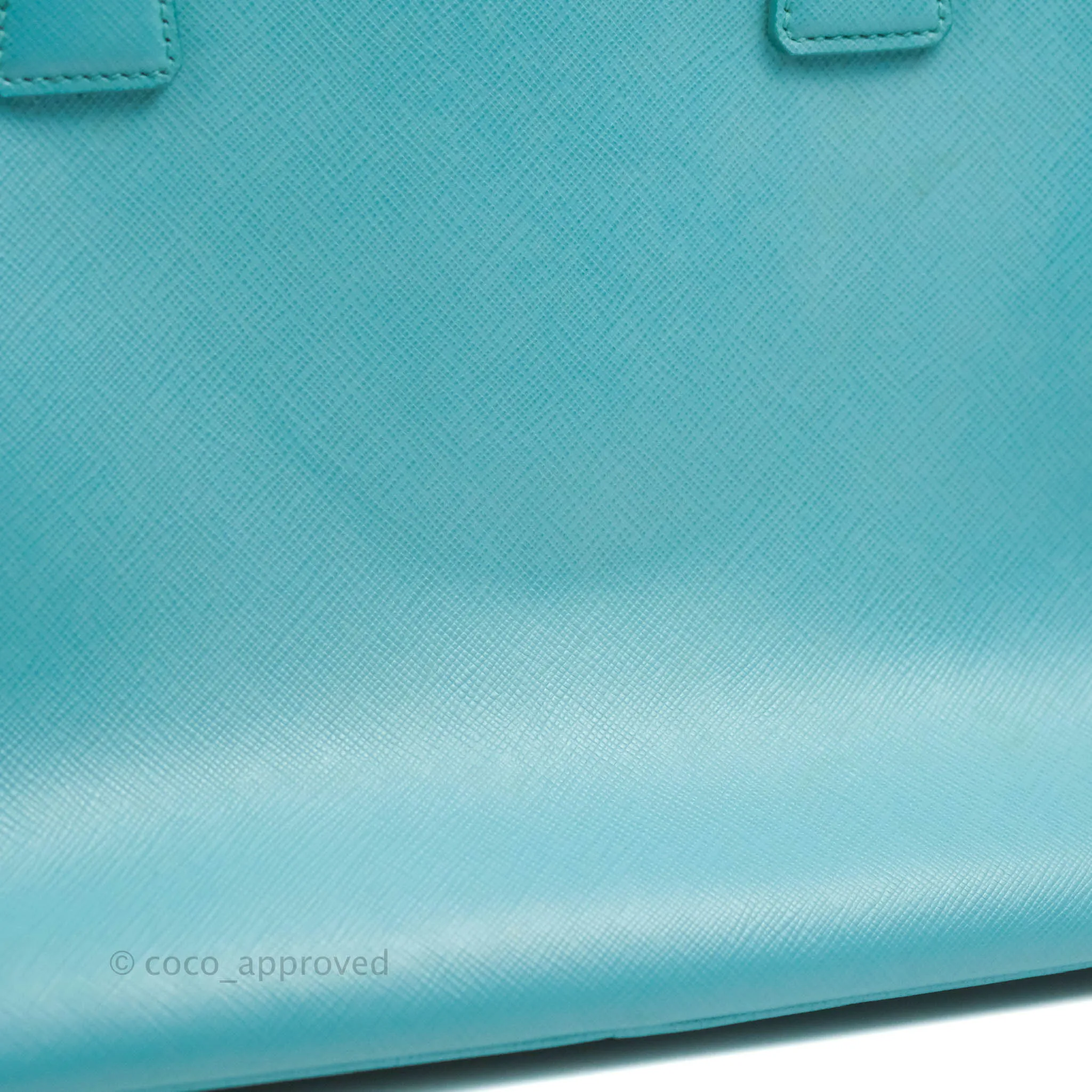 Prada Double Zip Lux Saffiano Tiffany Blue Large Tote Bag