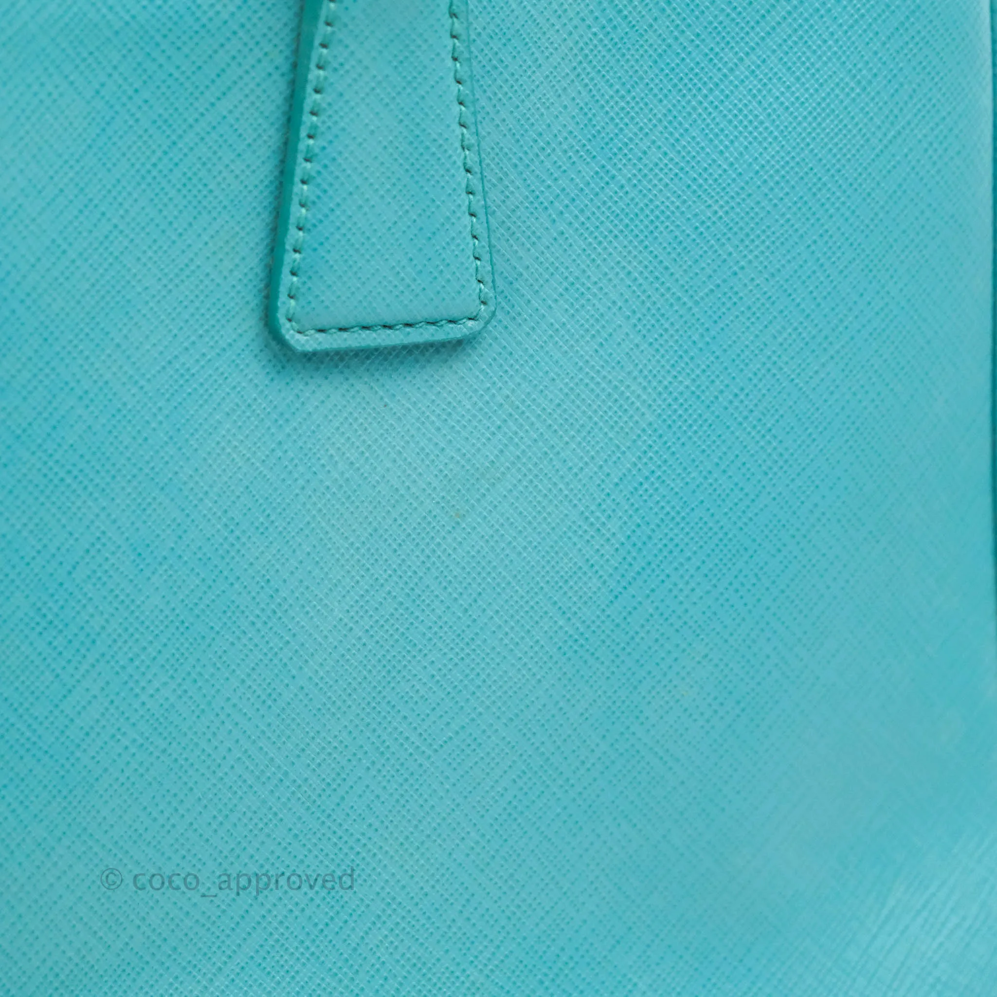 Prada Double Zip Lux Saffiano Tiffany Blue Large Tote Bag
