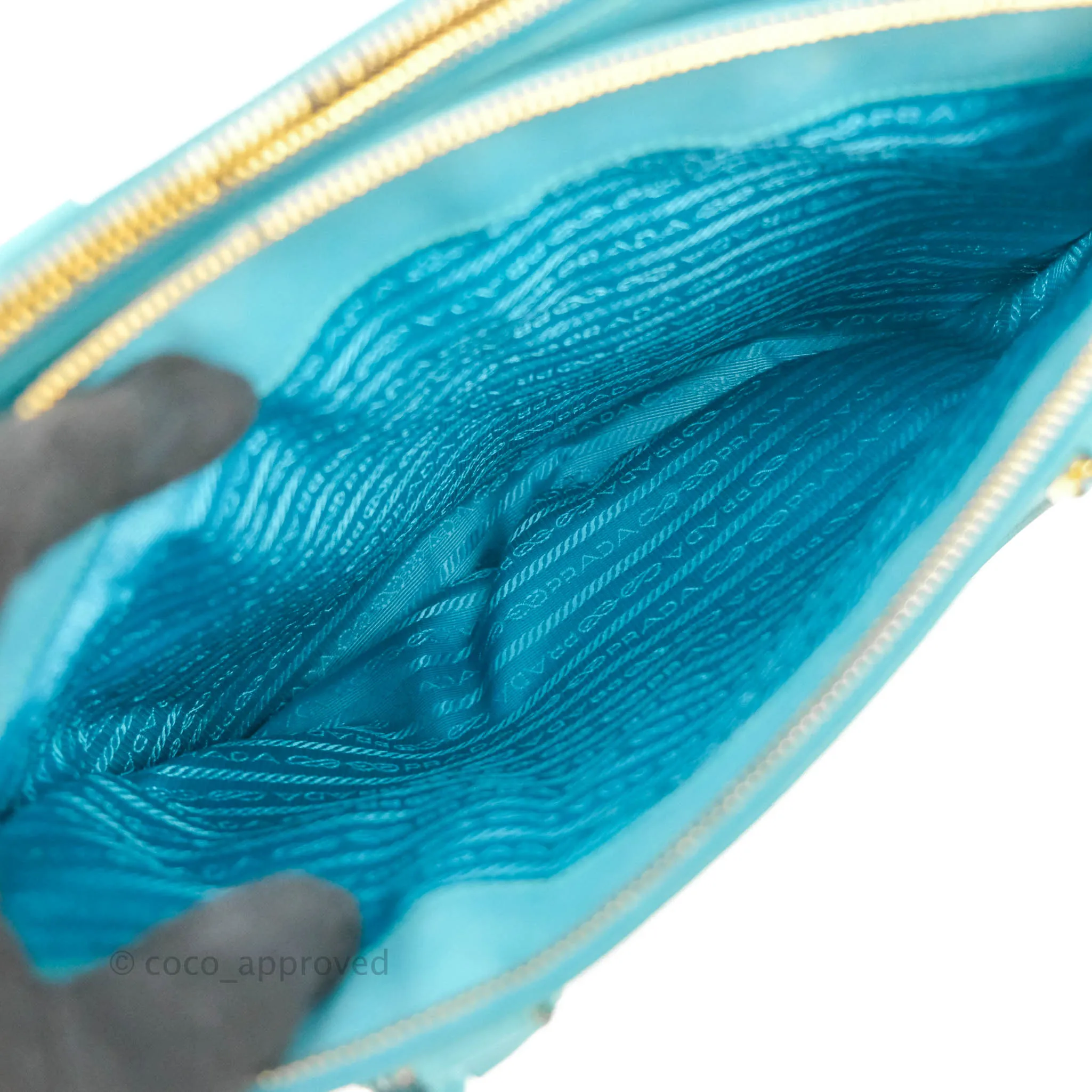 Prada Double Zip Lux Saffiano Tiffany Blue Large Tote Bag