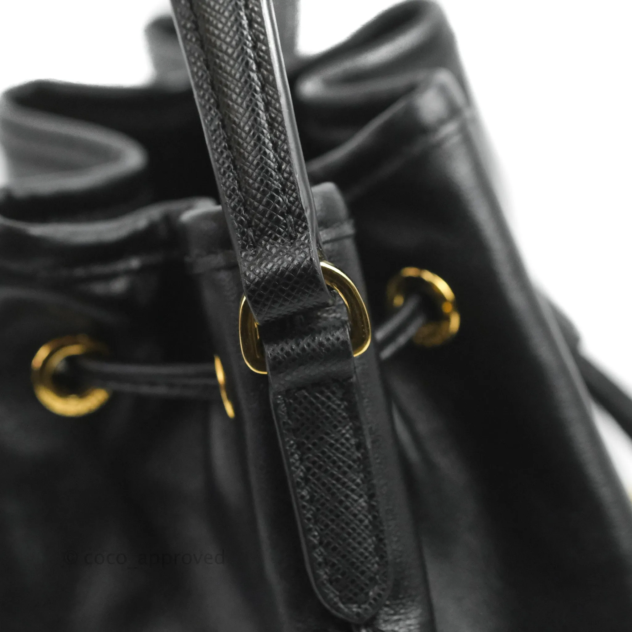 Prada Duet Bucket Bag Black Leather
