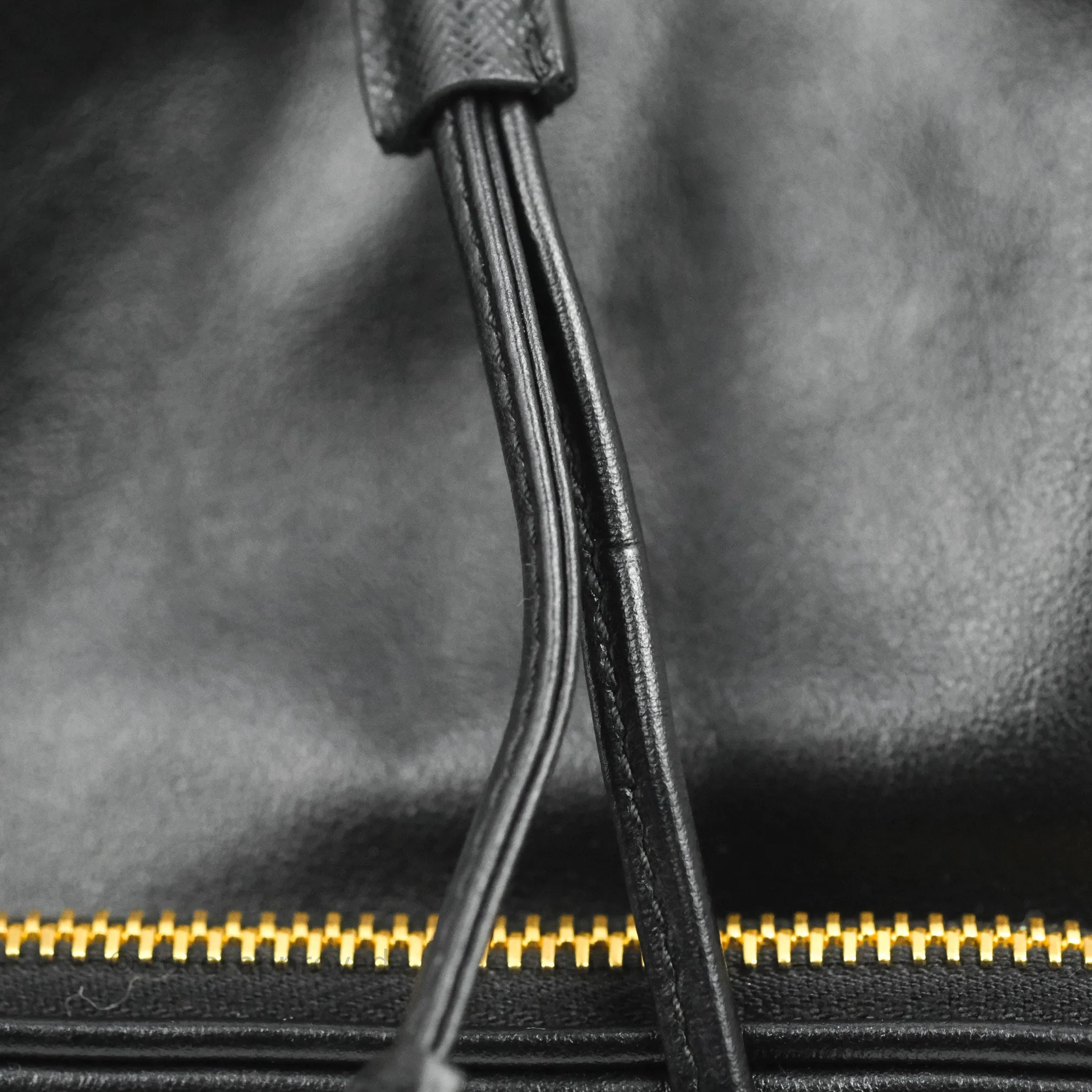 Prada Duet Bucket Bag Black Leather