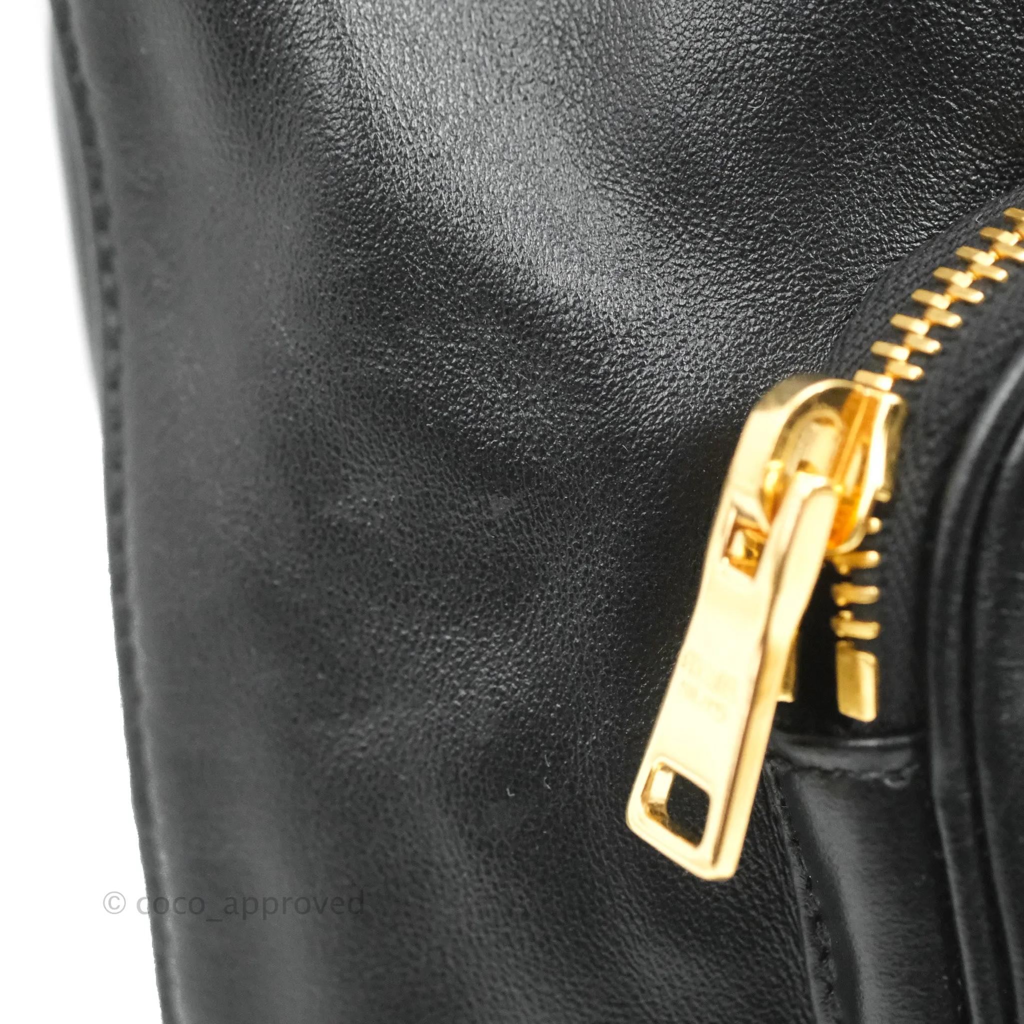 Prada Duet Bucket Bag Black Leather