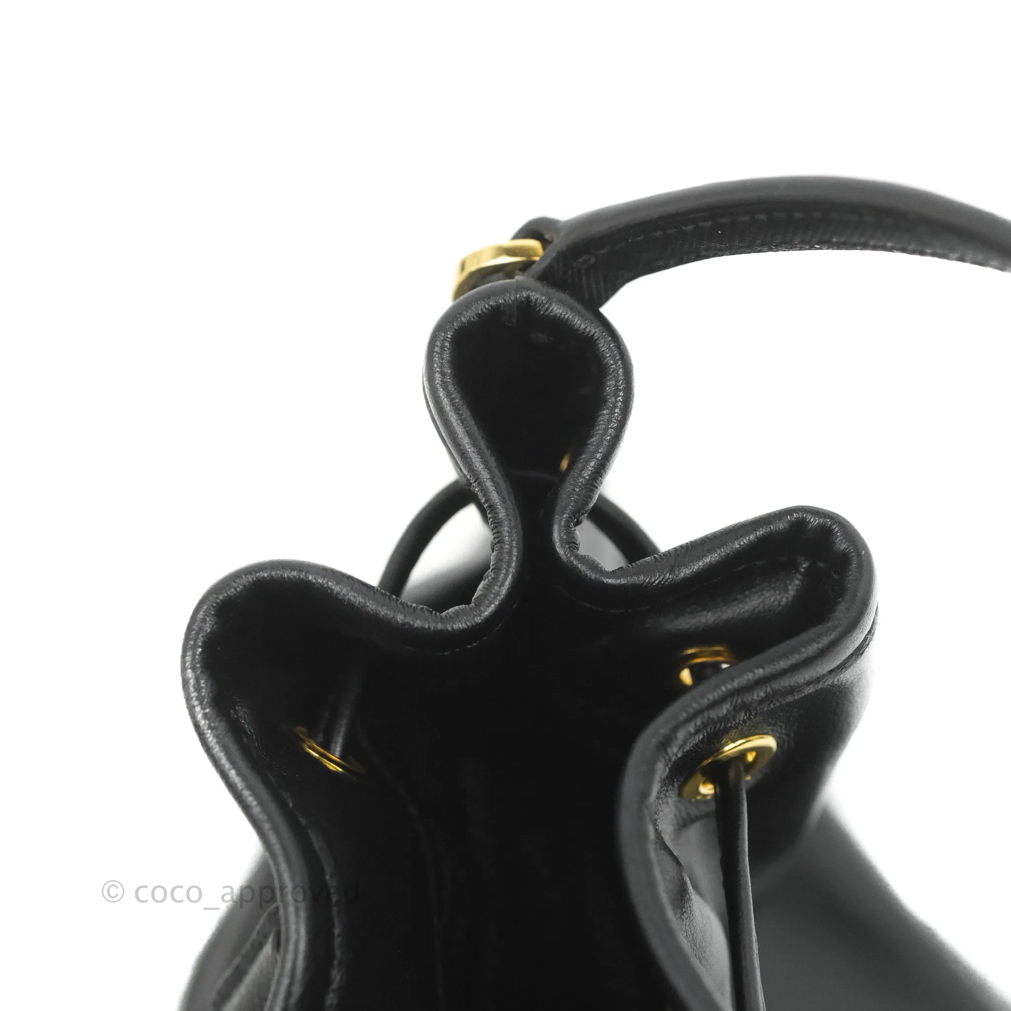 Prada Duet Bucket Bag Black Leather