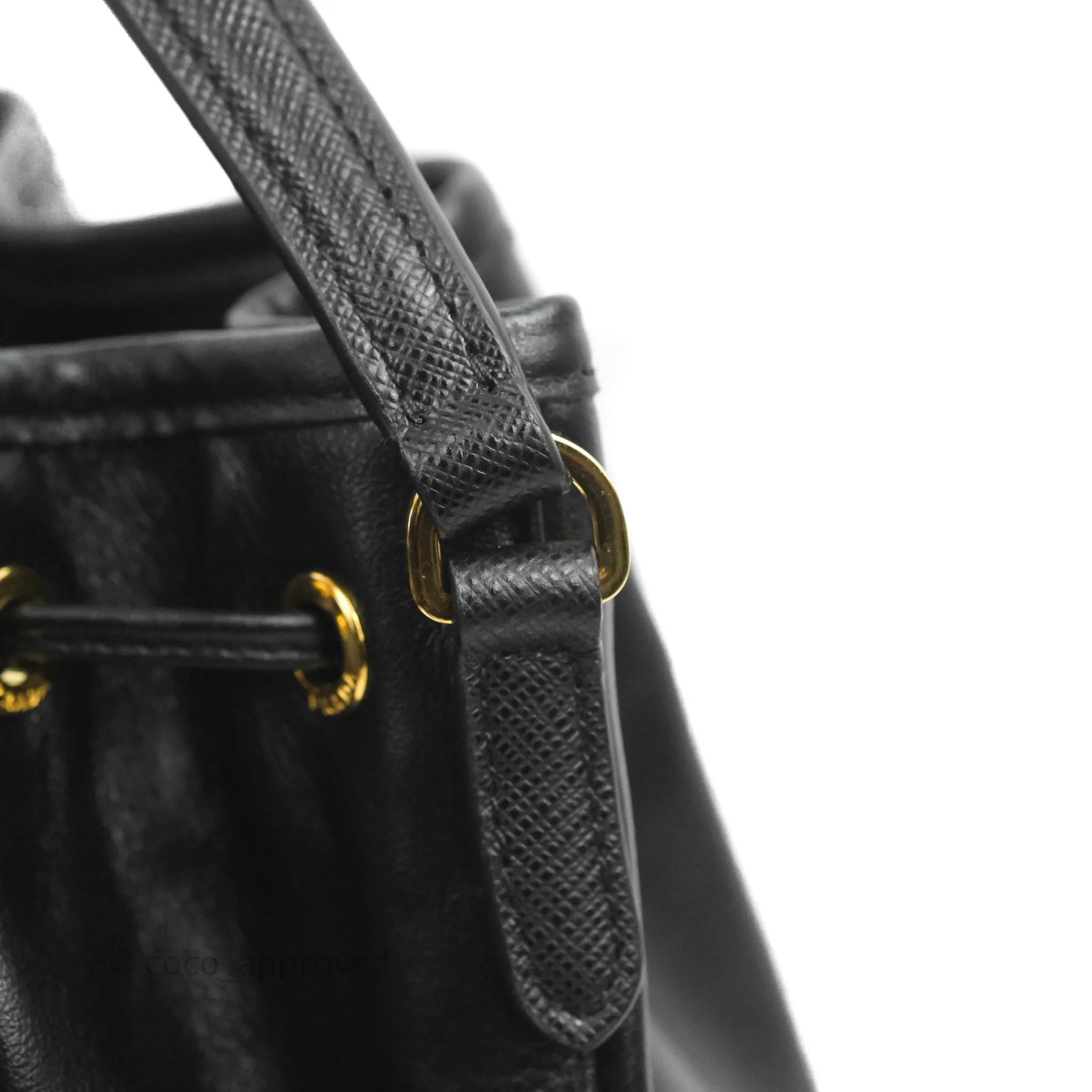 Prada Duet Bucket Bag Black Leather