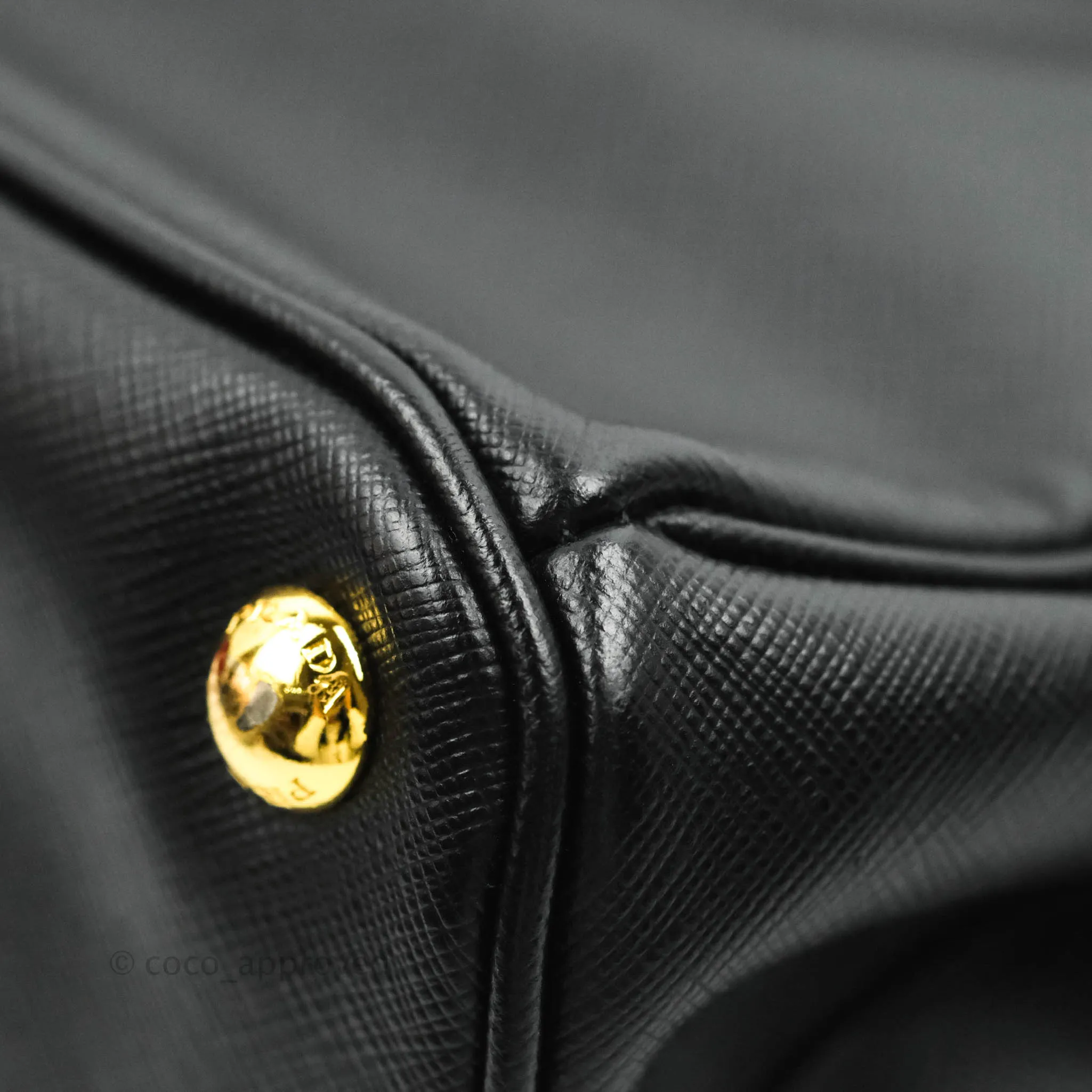 Prada Galleria Double Lux Black Saffiano Leather Zip Satchel