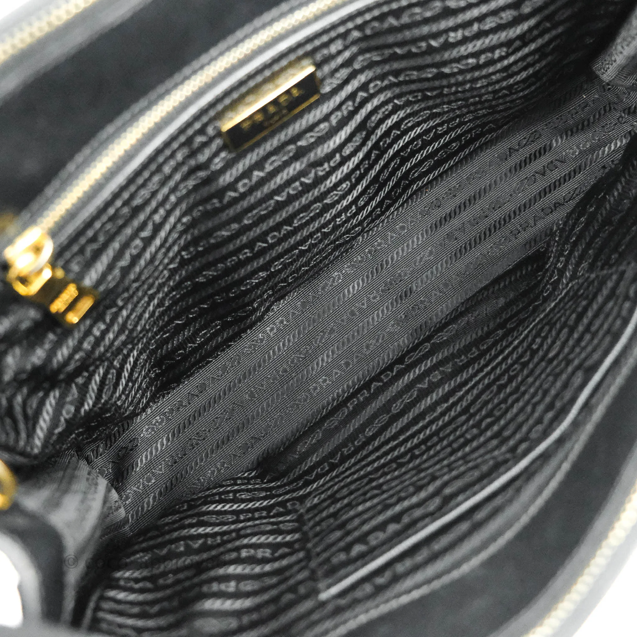 Prada Galleria Double Lux Black Saffiano Leather Zip Satchel