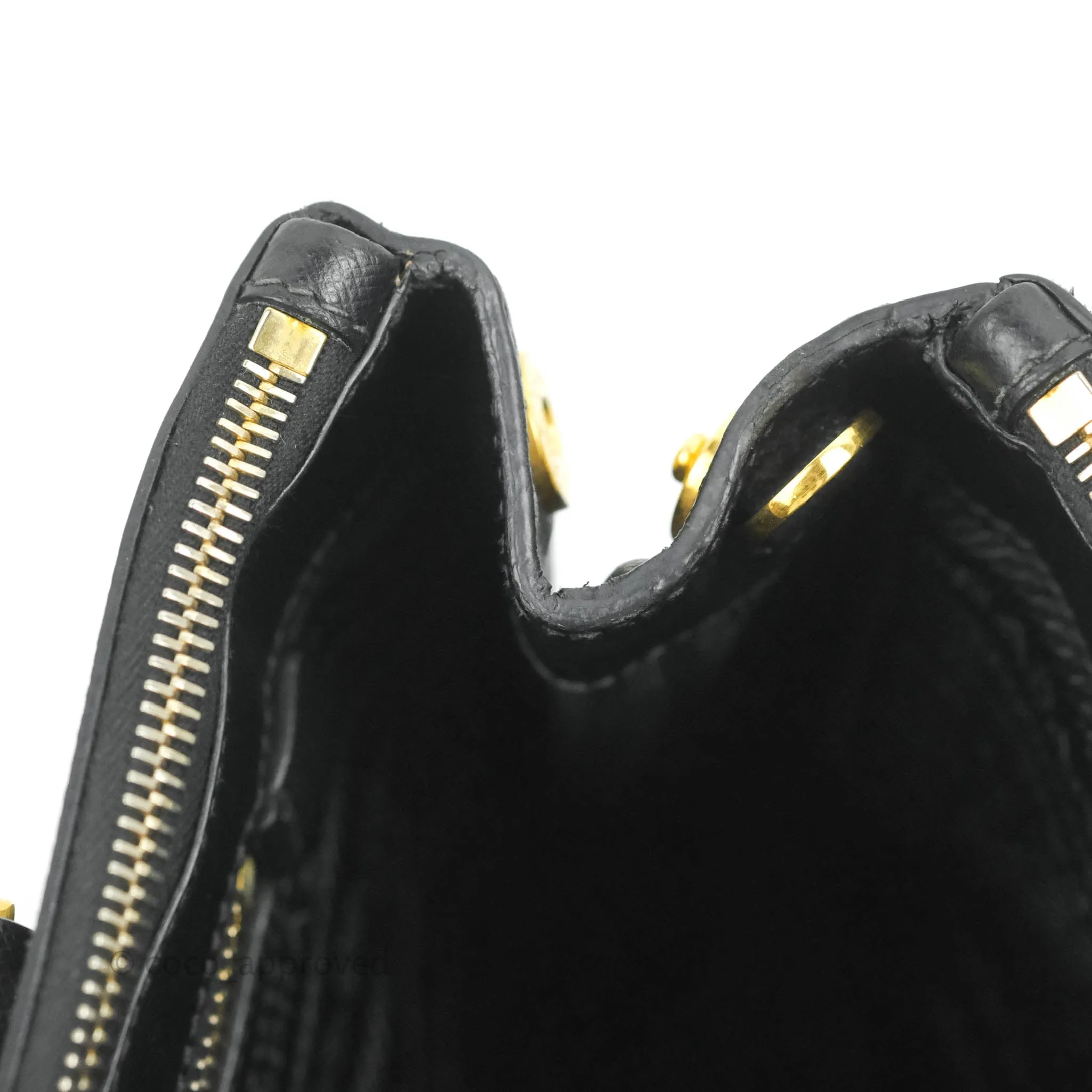 Prada Galleria Double Lux Black Saffiano Leather Zip Satchel