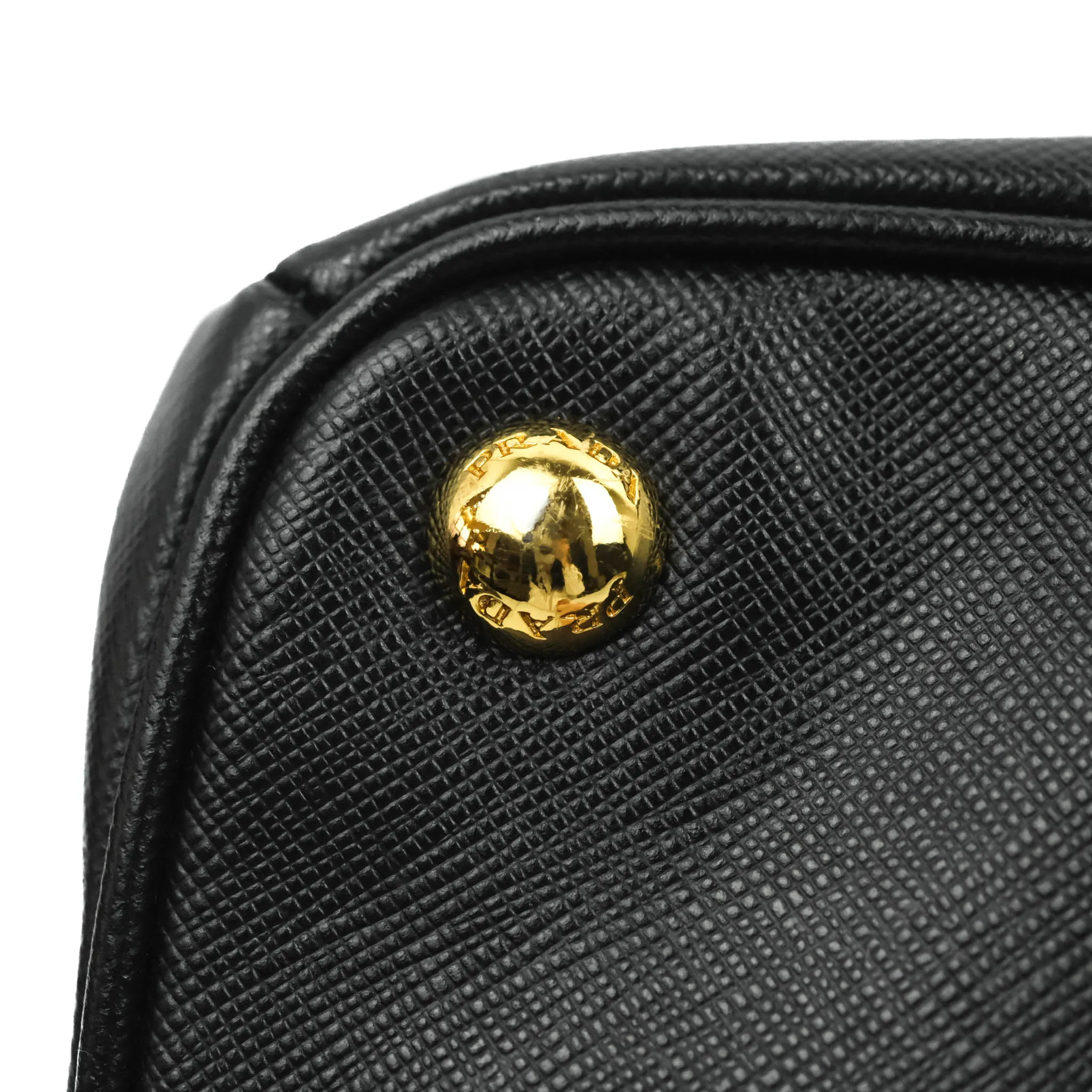 Prada Galleria Double Lux Black Saffiano Leather Zip Satchel