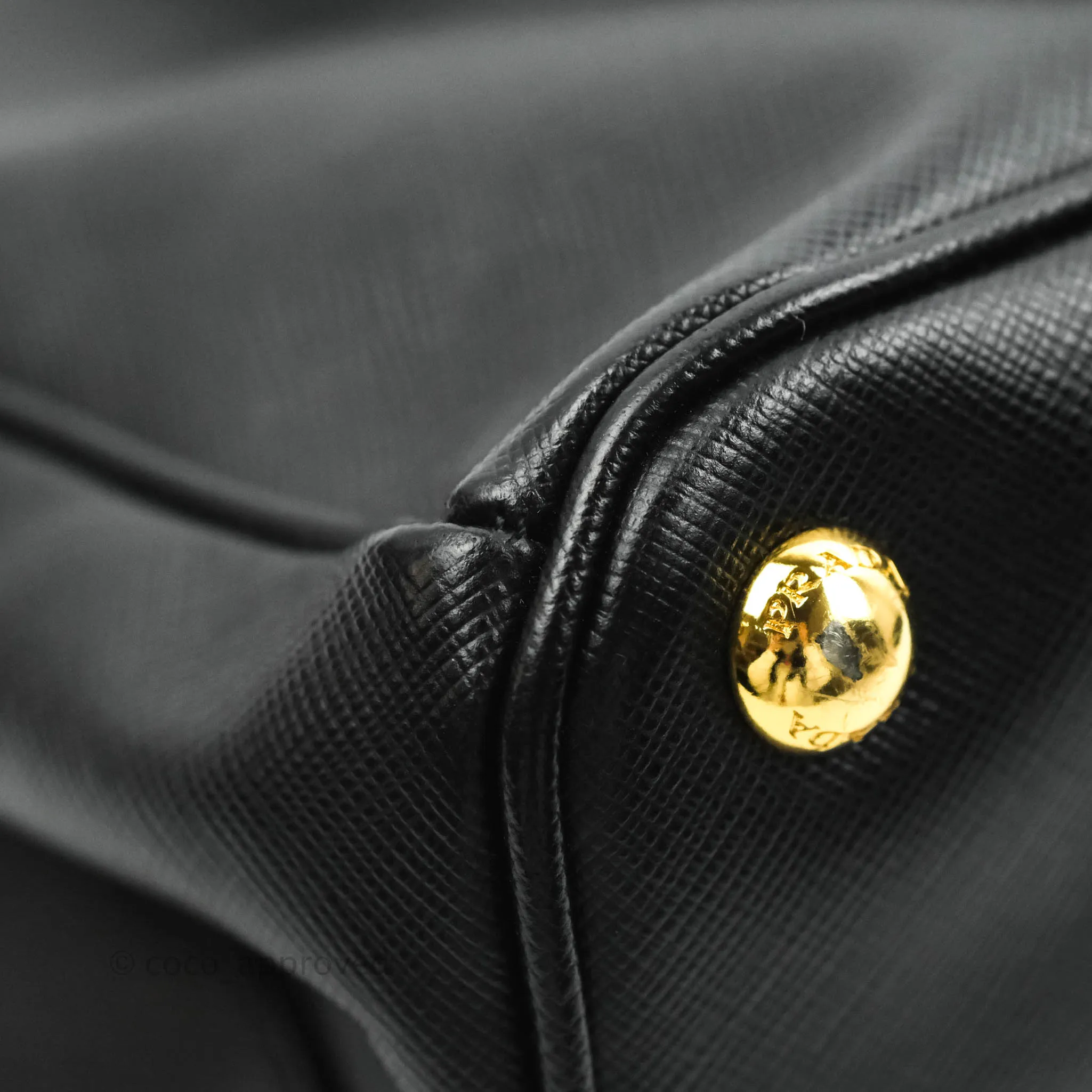 Prada Galleria Double Lux Black Saffiano Leather Zip Satchel