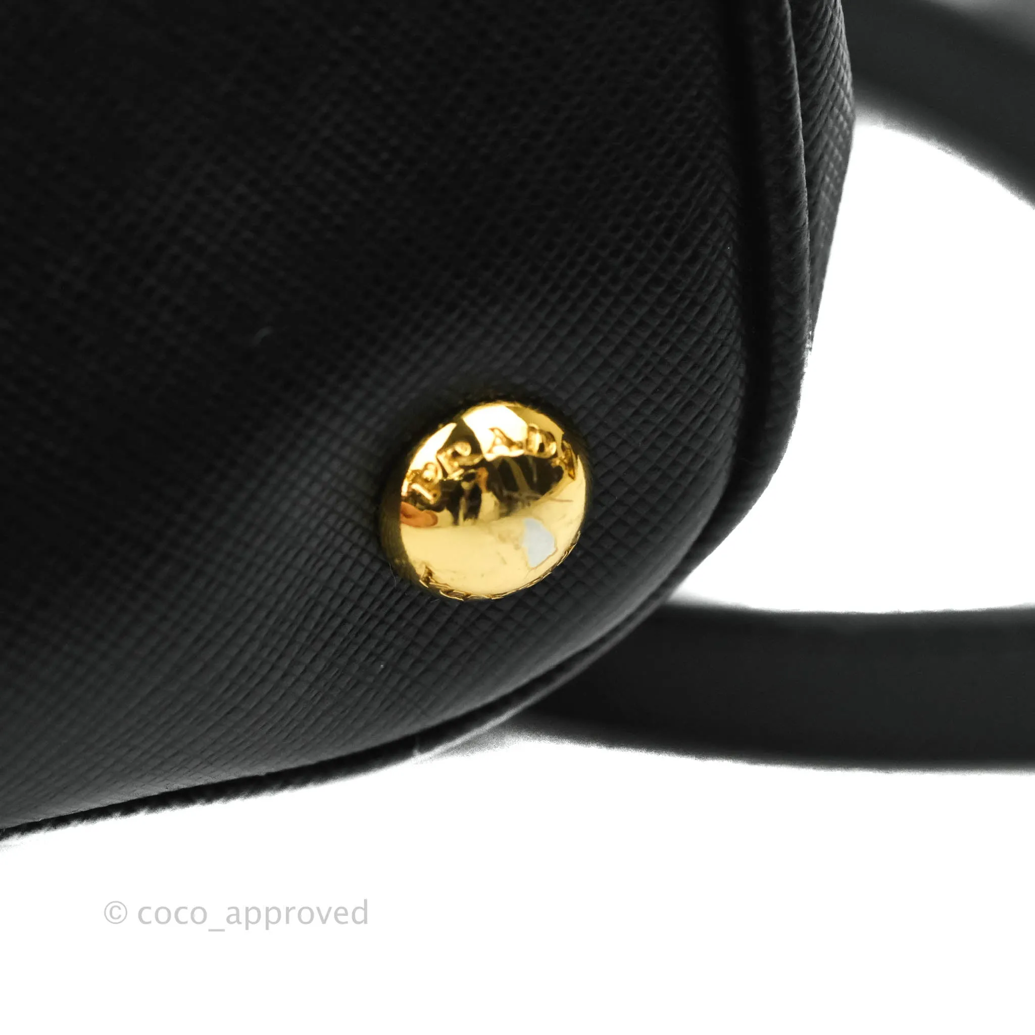 Prada Galleria Double Lux Black Saffiano Leather Zip Satchel