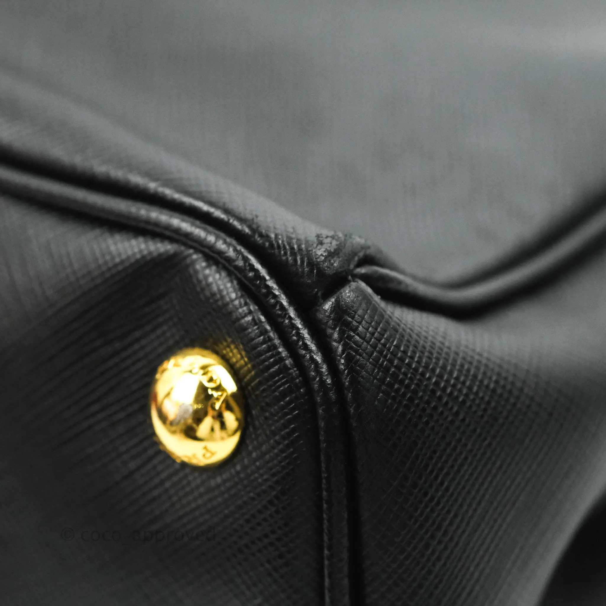 Prada Galleria Double Lux Black Saffiano Leather Zip Satchel