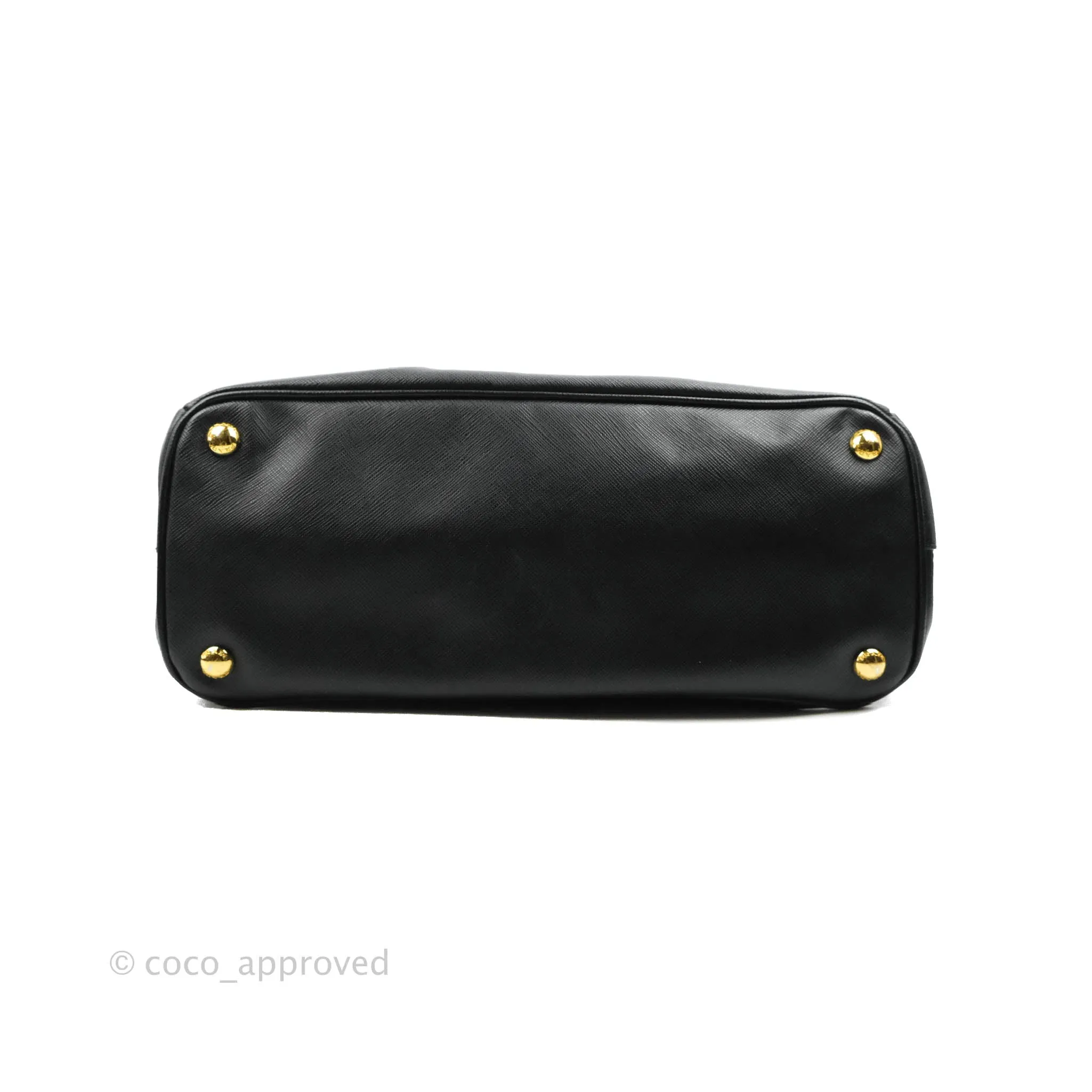 Prada Galleria Double Lux Black Saffiano Leather Zip Satchel