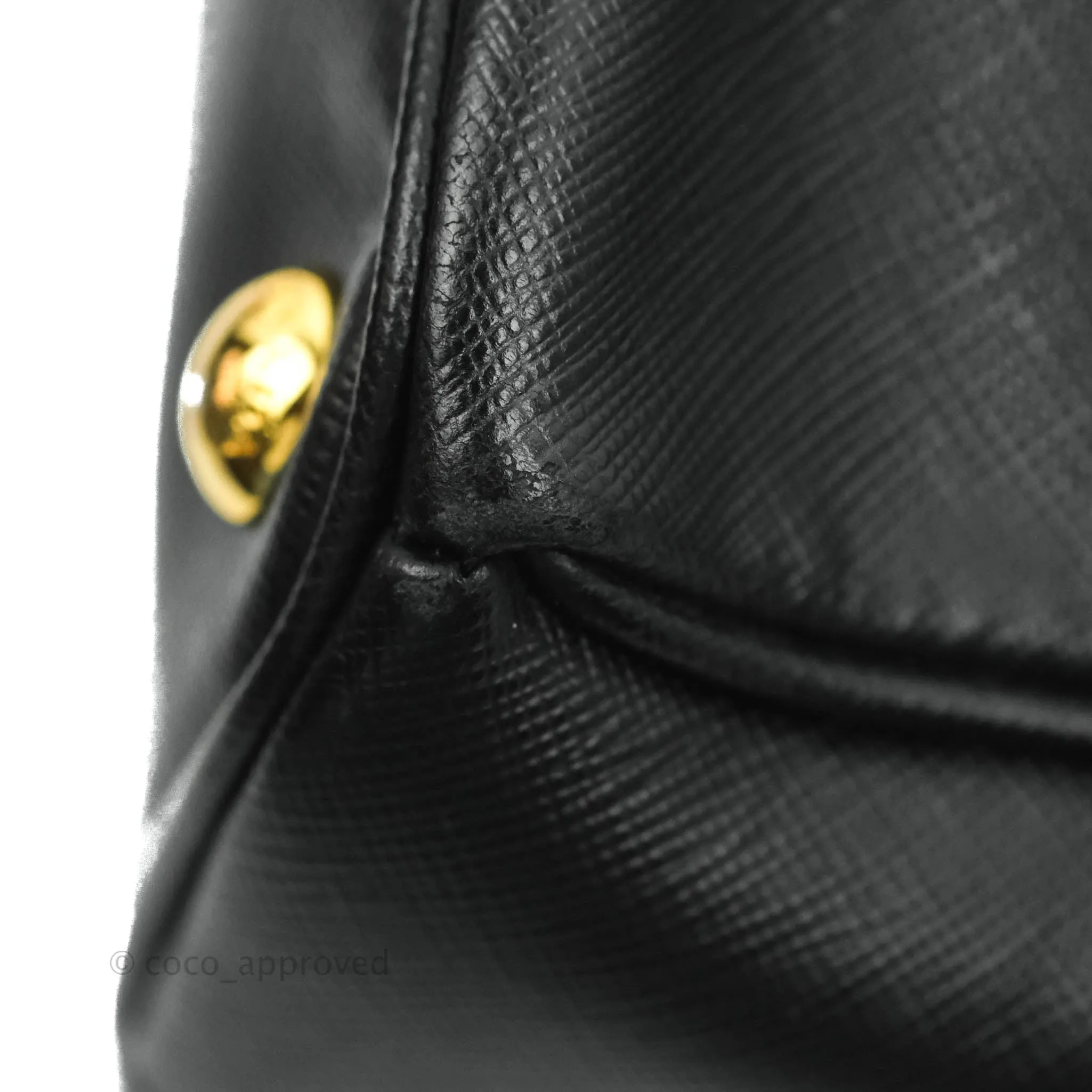 Prada Galleria Double Lux Black Saffiano Leather Zip Satchel