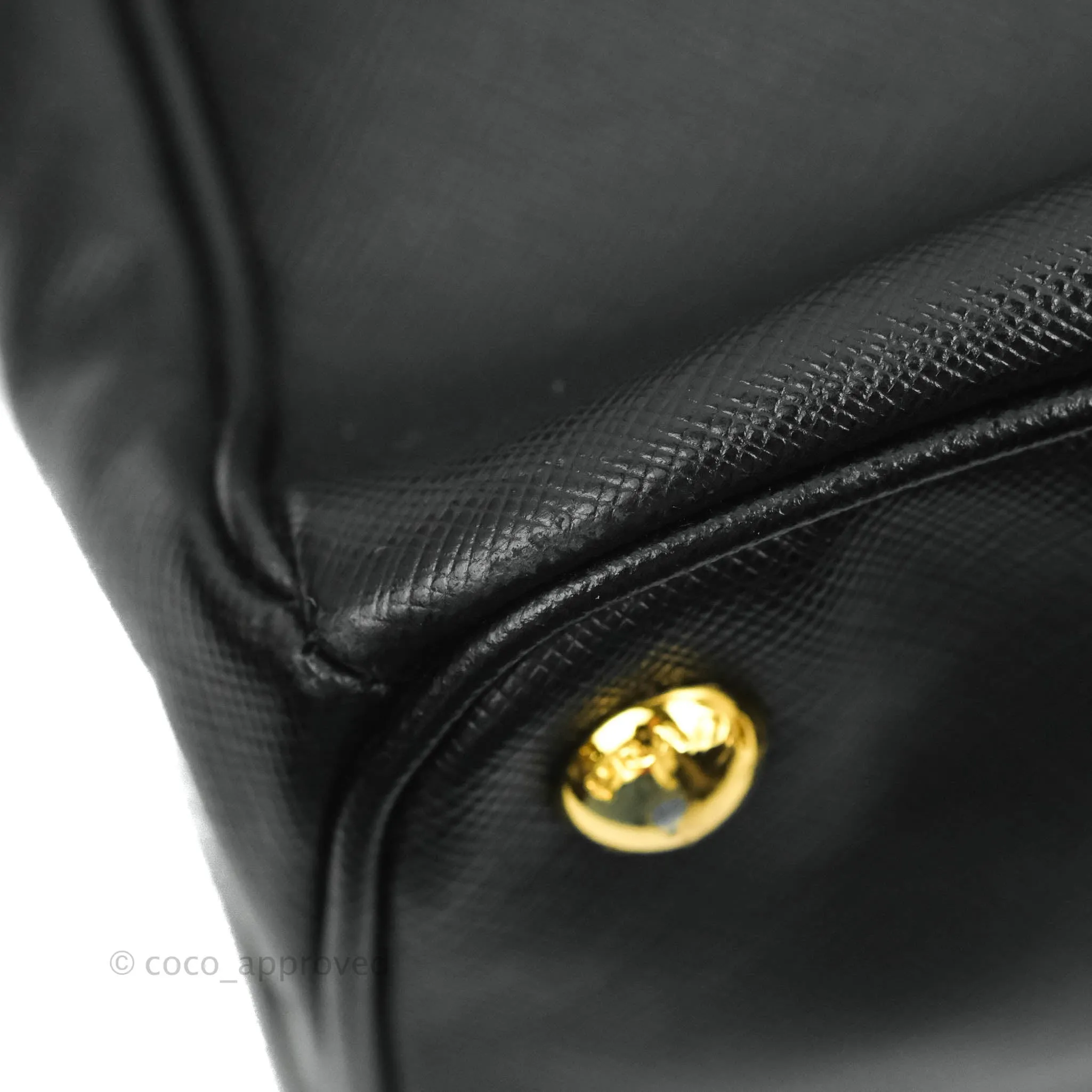 Prada Galleria Double Lux Black Saffiano Leather Zip Satchel