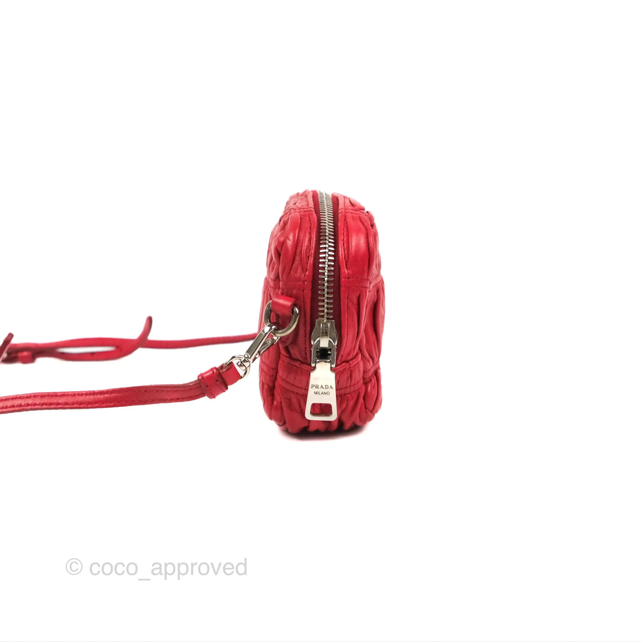 Prada Gaufre Mini Crossbody Bag Red