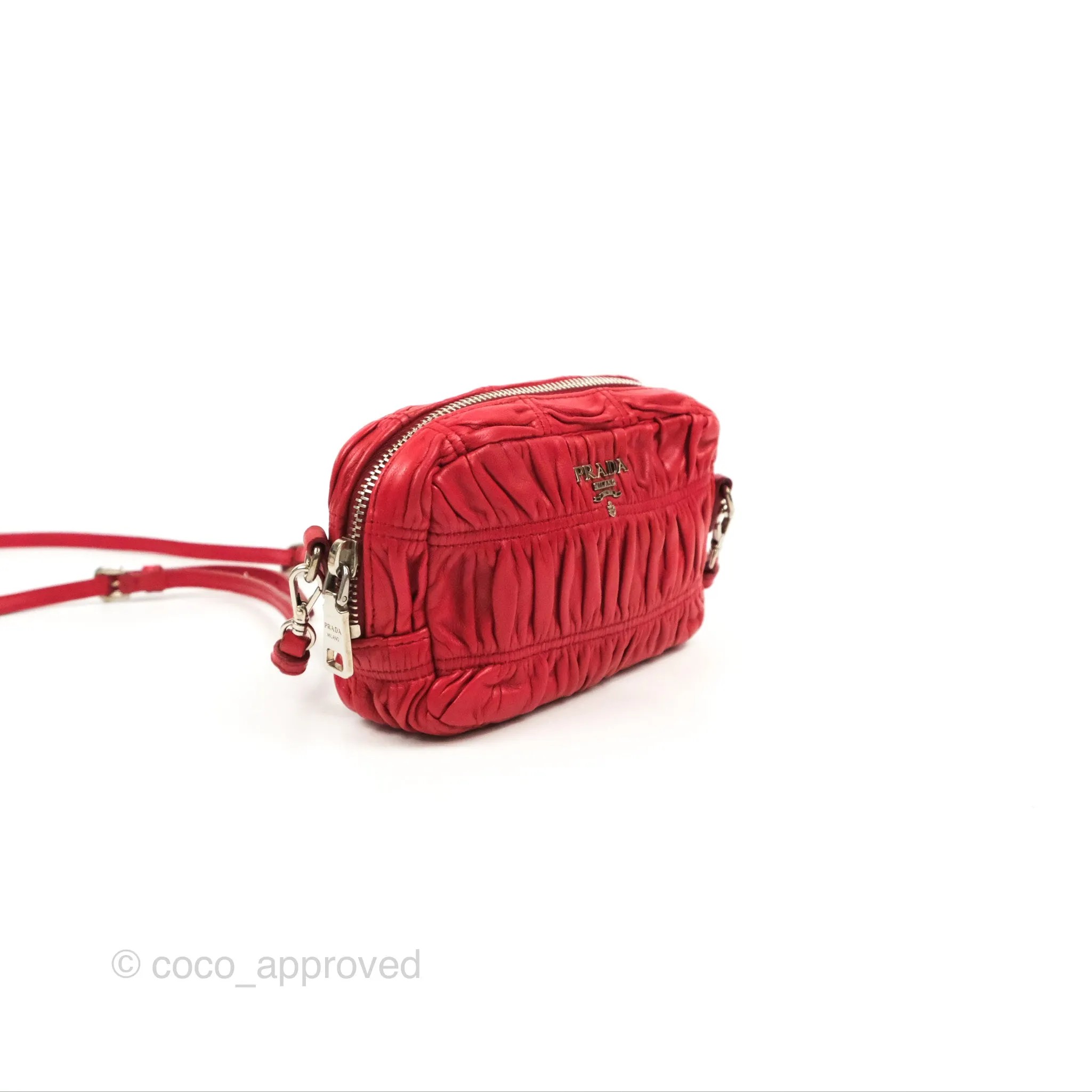 Prada Gaufre Mini Crossbody Bag Red