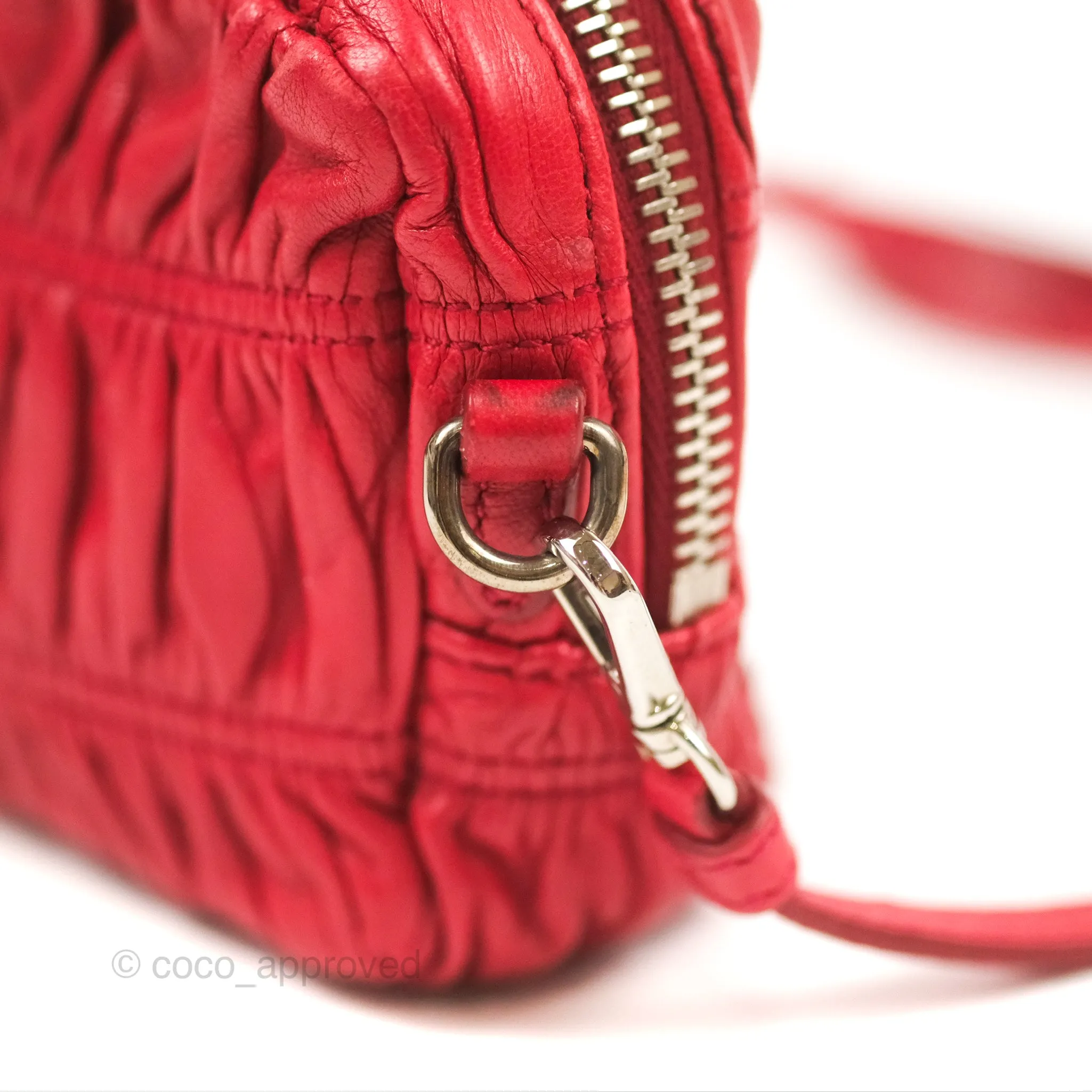 Prada Gaufre Mini Crossbody Bag Red