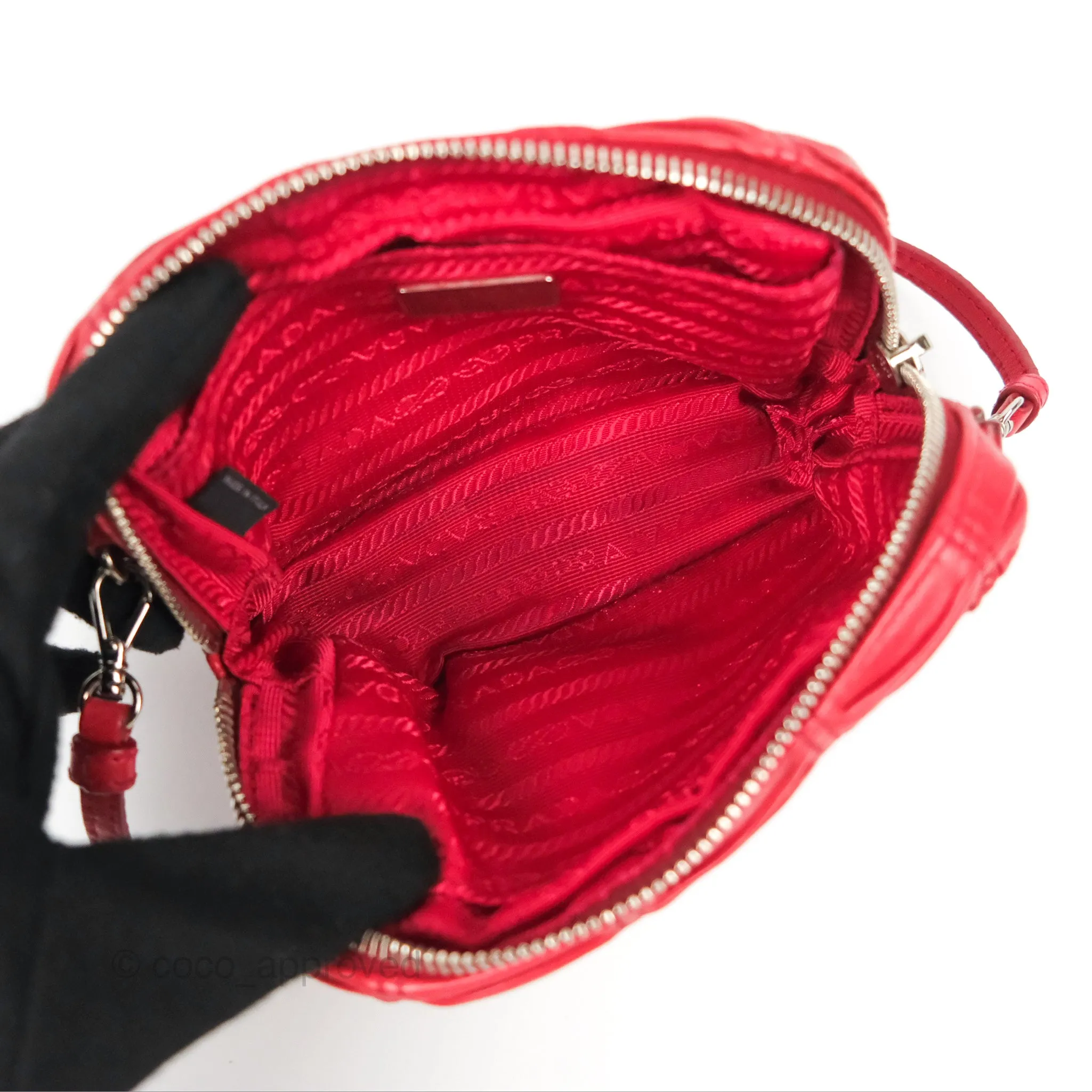 Prada Gaufre Mini Crossbody Bag Red
