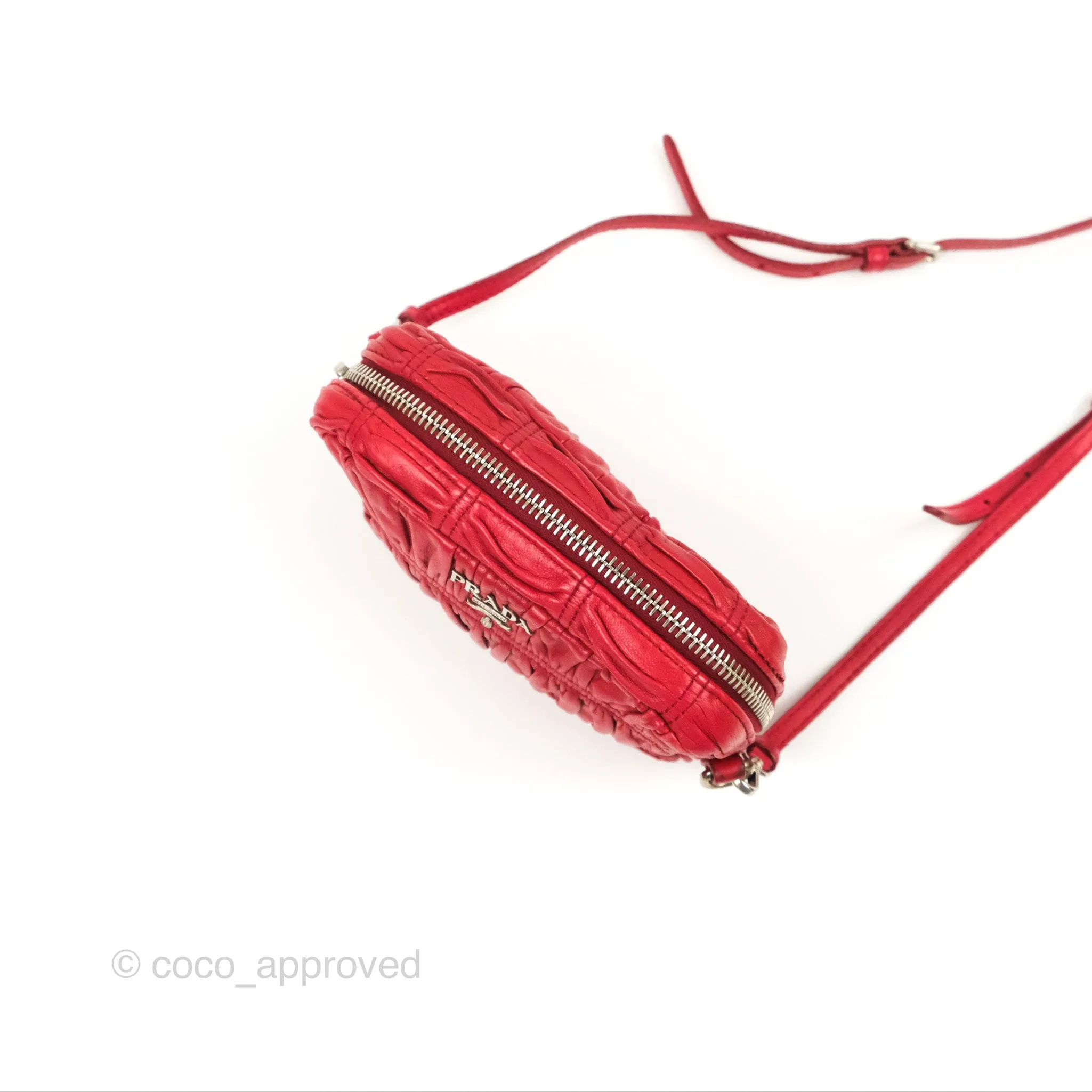 Prada Gaufre Mini Crossbody Bag Red