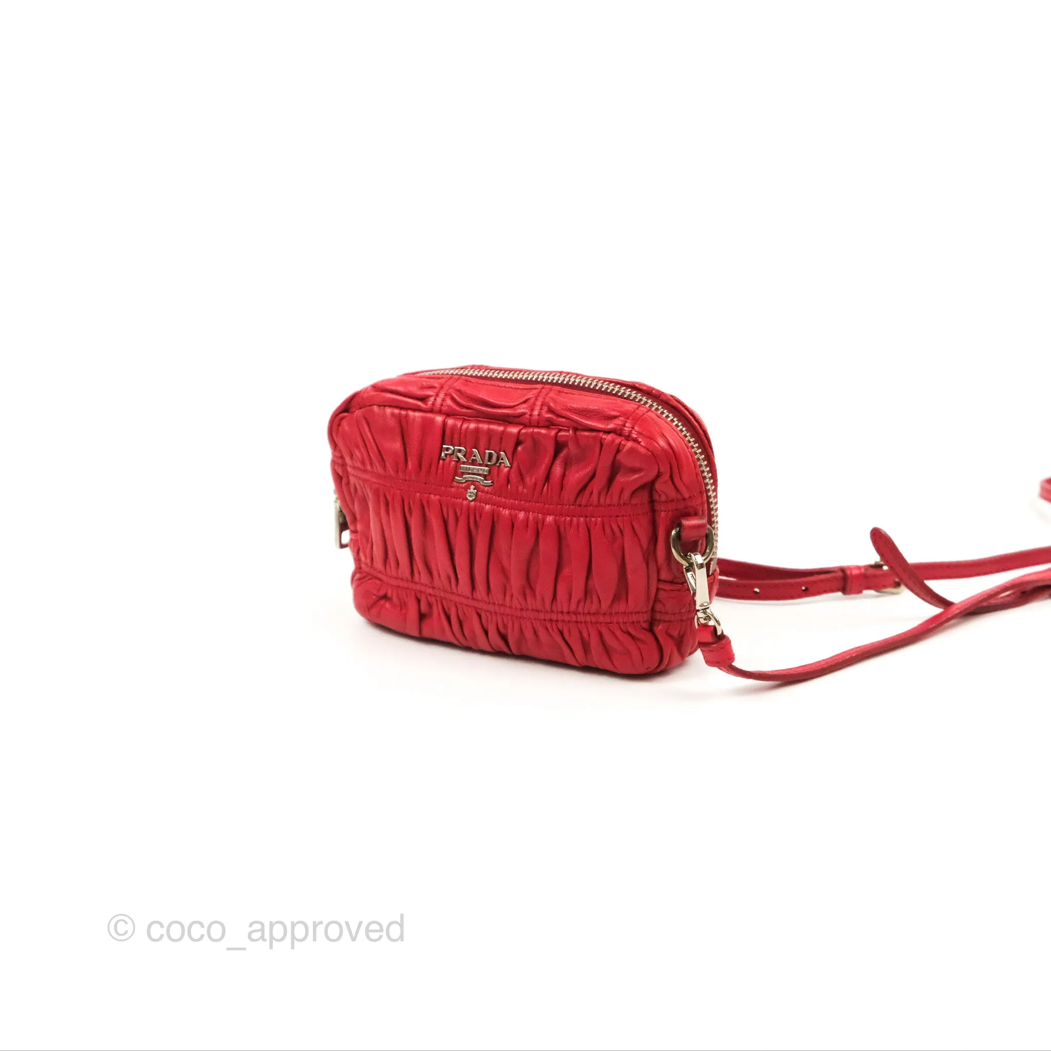 Prada Gaufre Mini Crossbody Bag Red