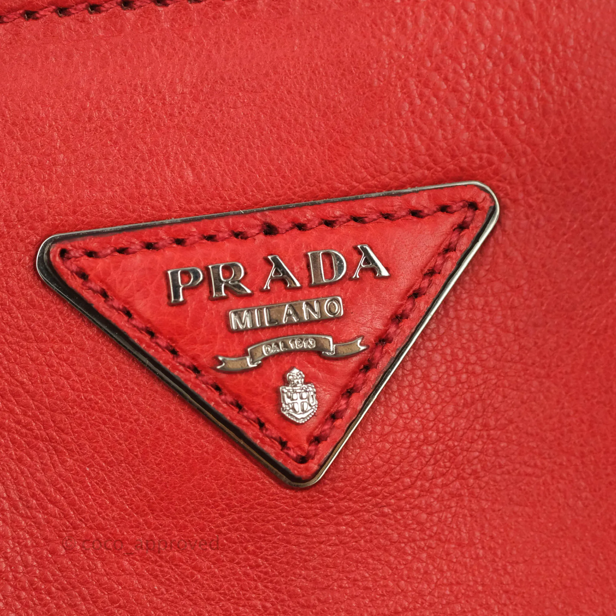 Prada Glace Calf Twin Pocket Tote Red