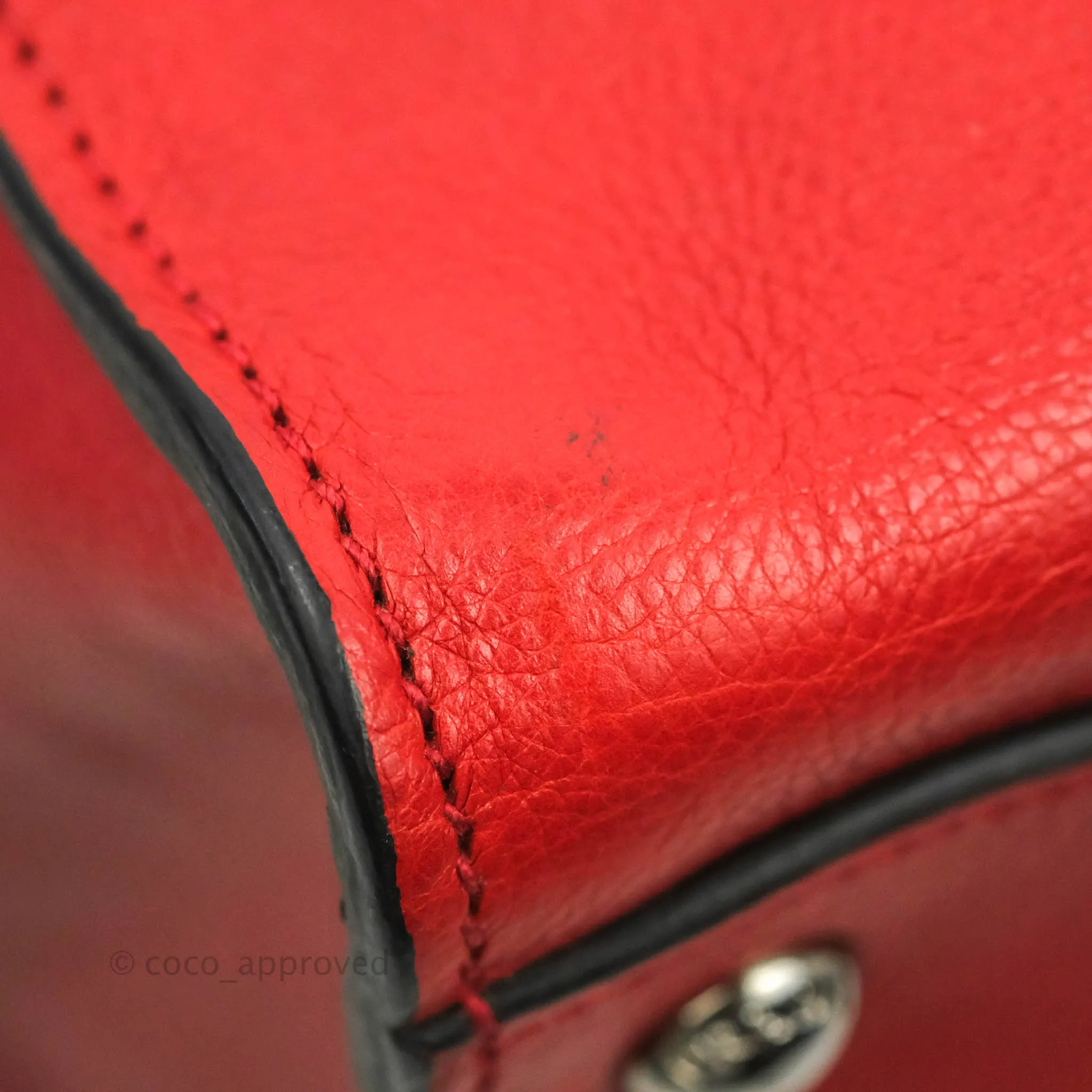 Prada Glace Calf Twin Pocket Tote Red