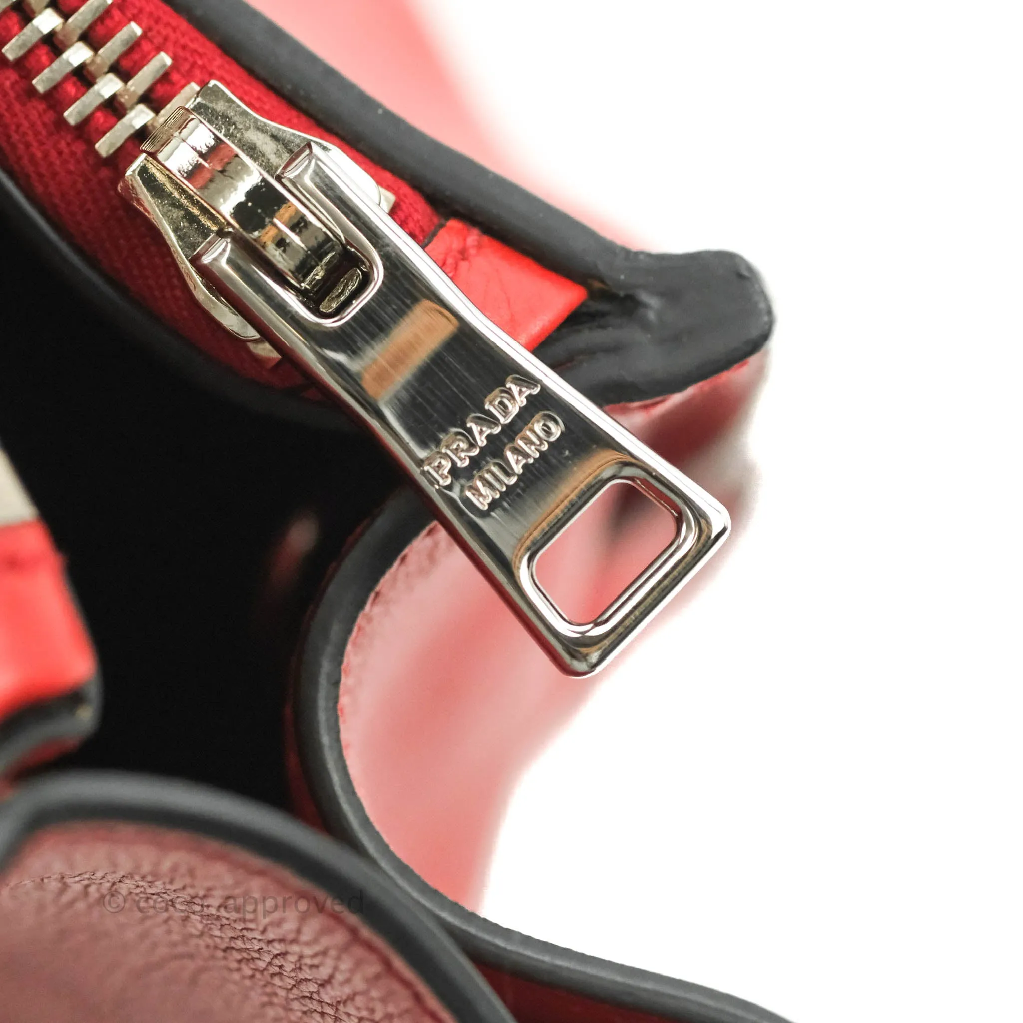 Prada Glace Calf Twin Pocket Tote Red