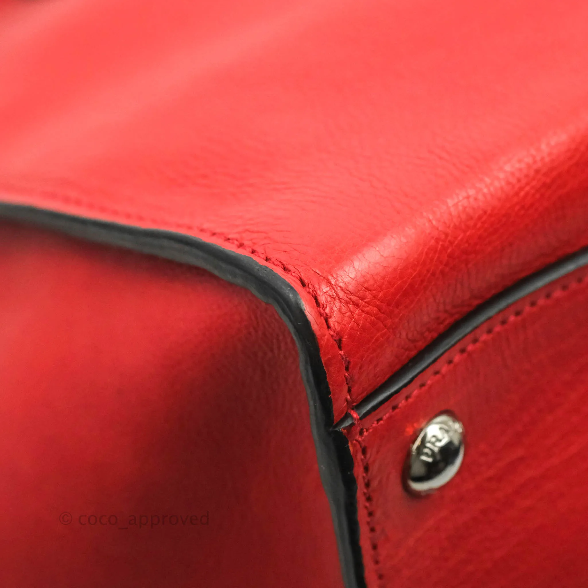 Prada Glace Calf Twin Pocket Tote Red