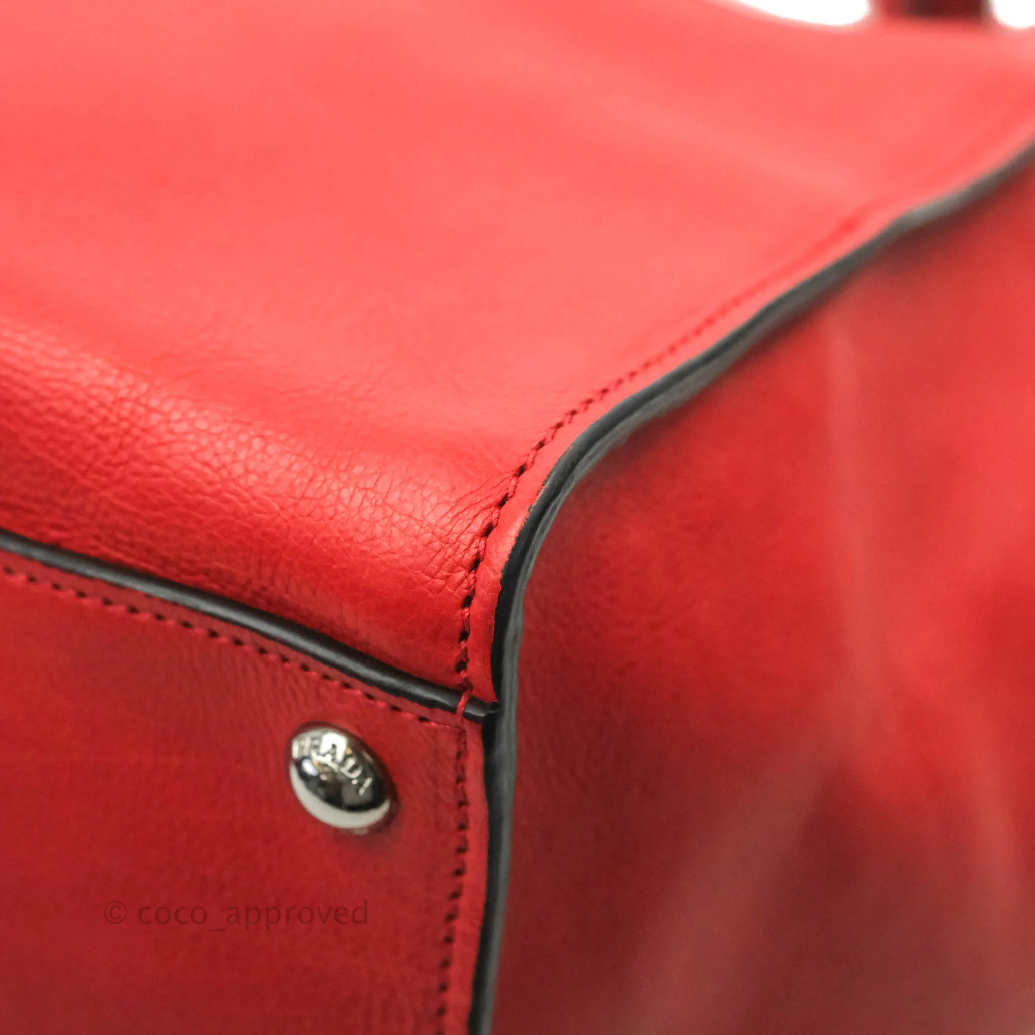 Prada Glace Calf Twin Pocket Tote Red