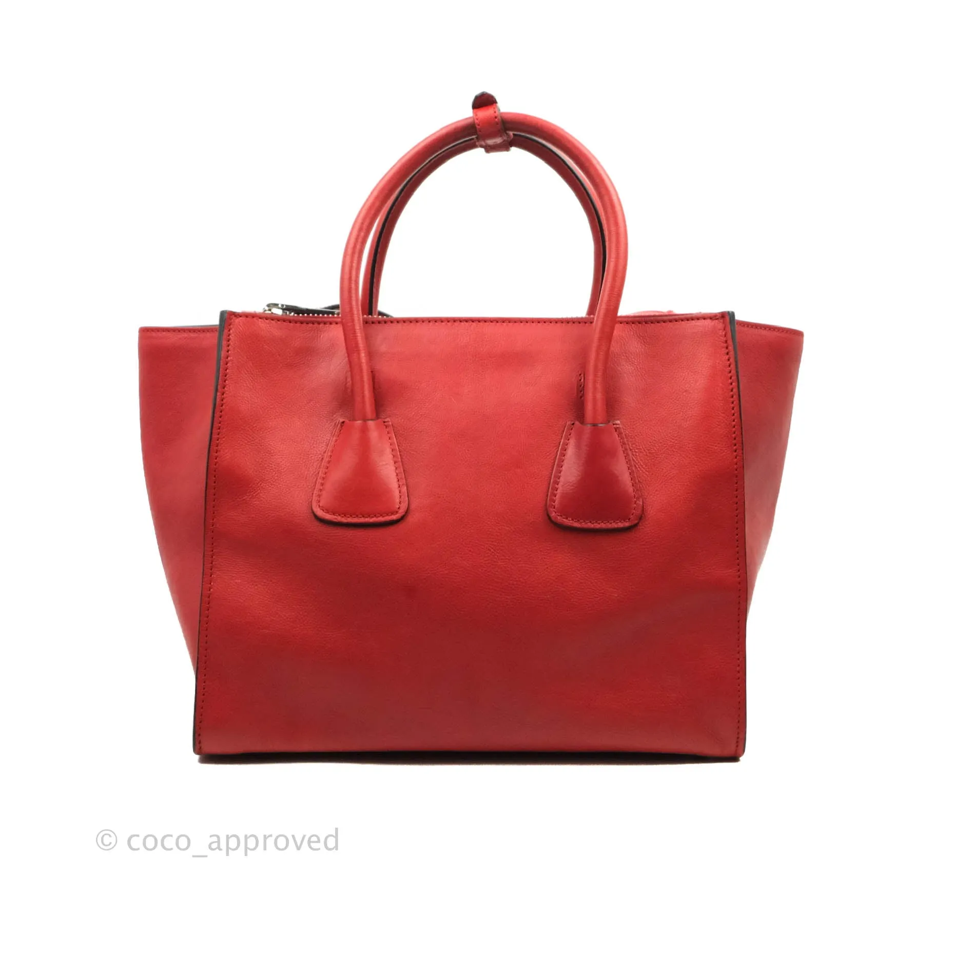 Prada Glace Calf Twin Pocket Tote Red