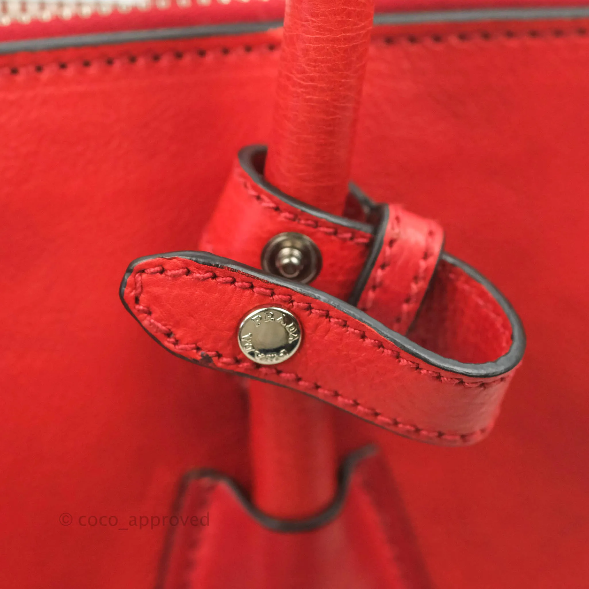Prada Glace Calf Twin Pocket Tote Red
