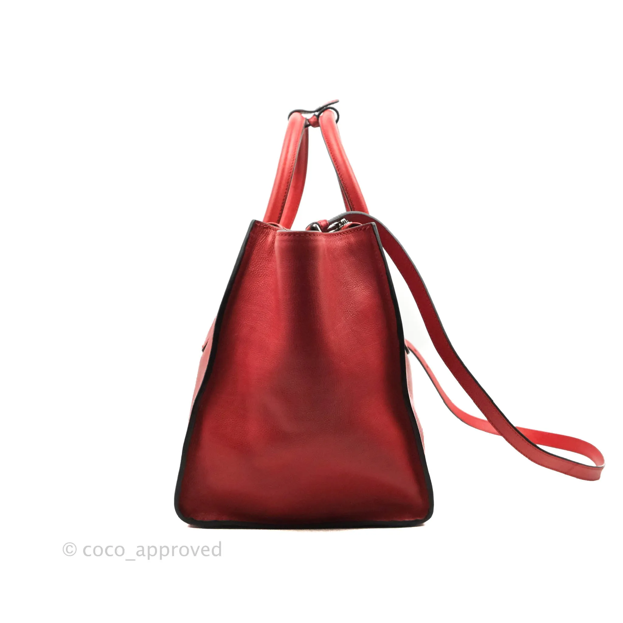 Prada Glace Calf Twin Pocket Tote Red