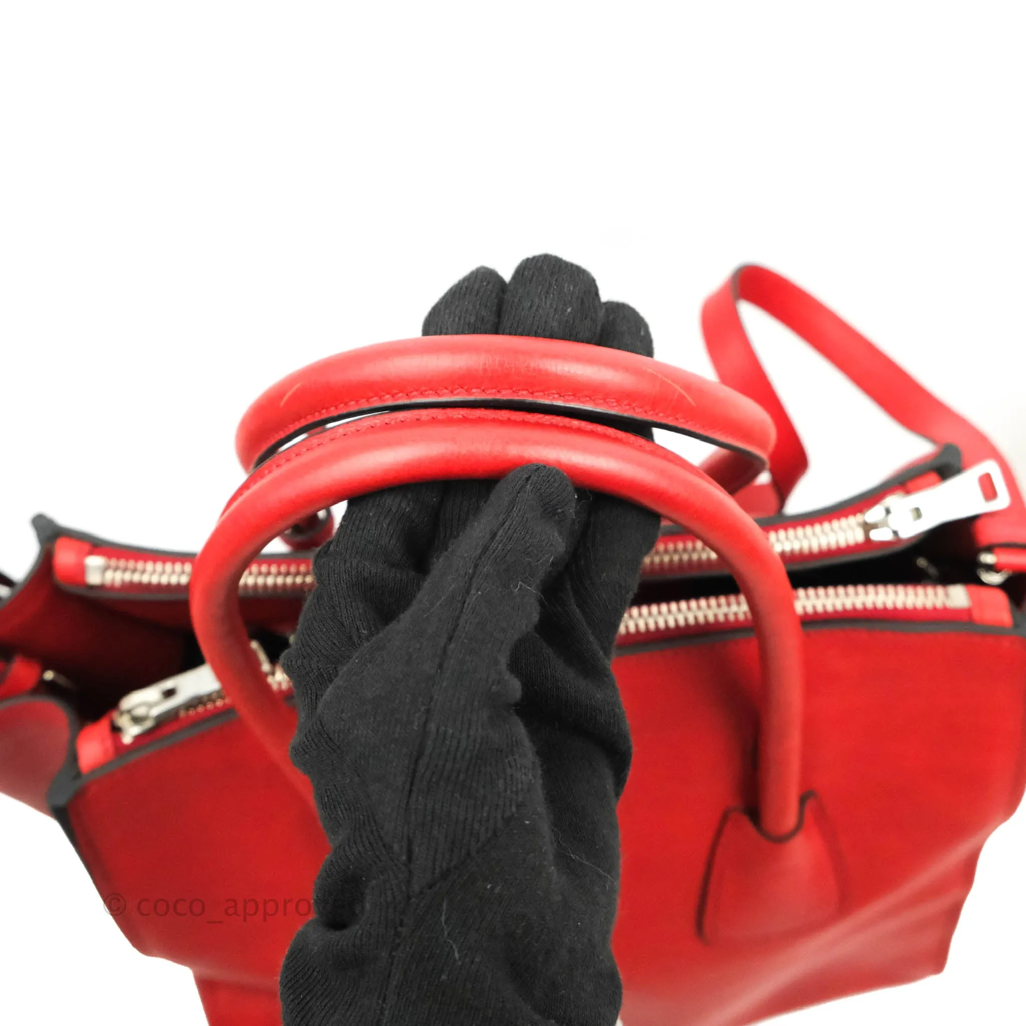 Prada Glace Calf Twin Pocket Tote Red